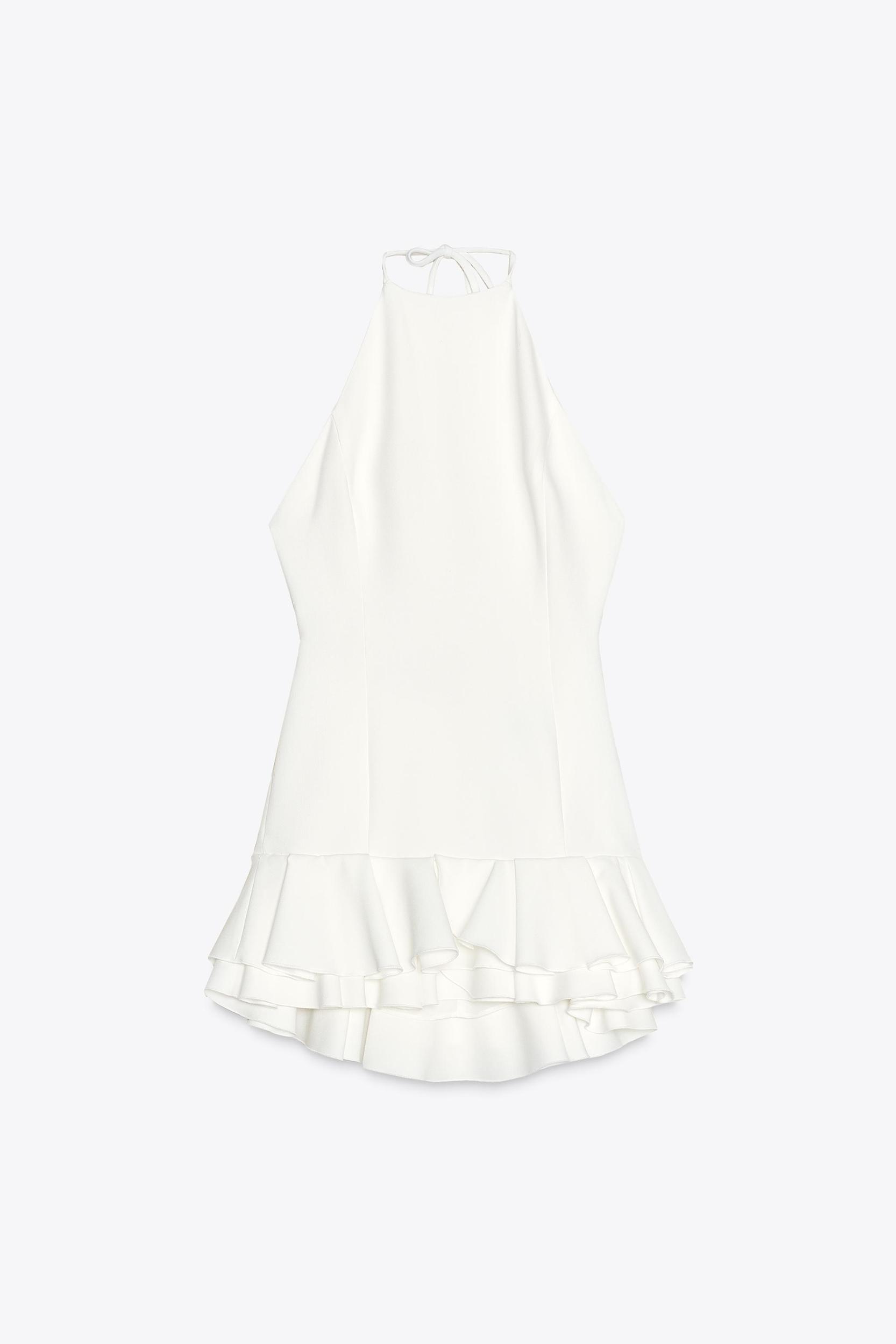 RUFFLED HALTER MINI DRESS Product Image