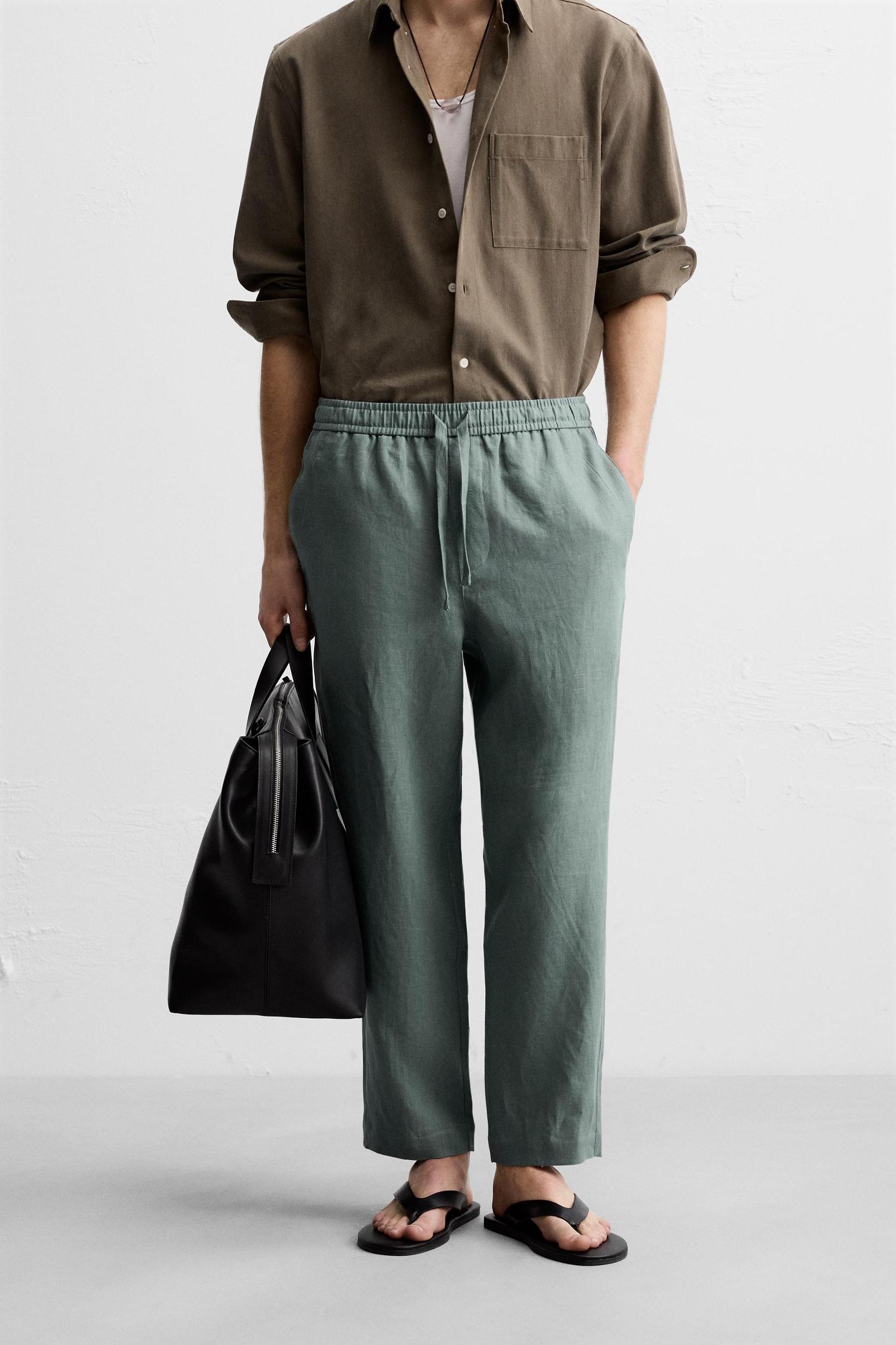 100% LINEN REGULAR FIT PANTS Product Image