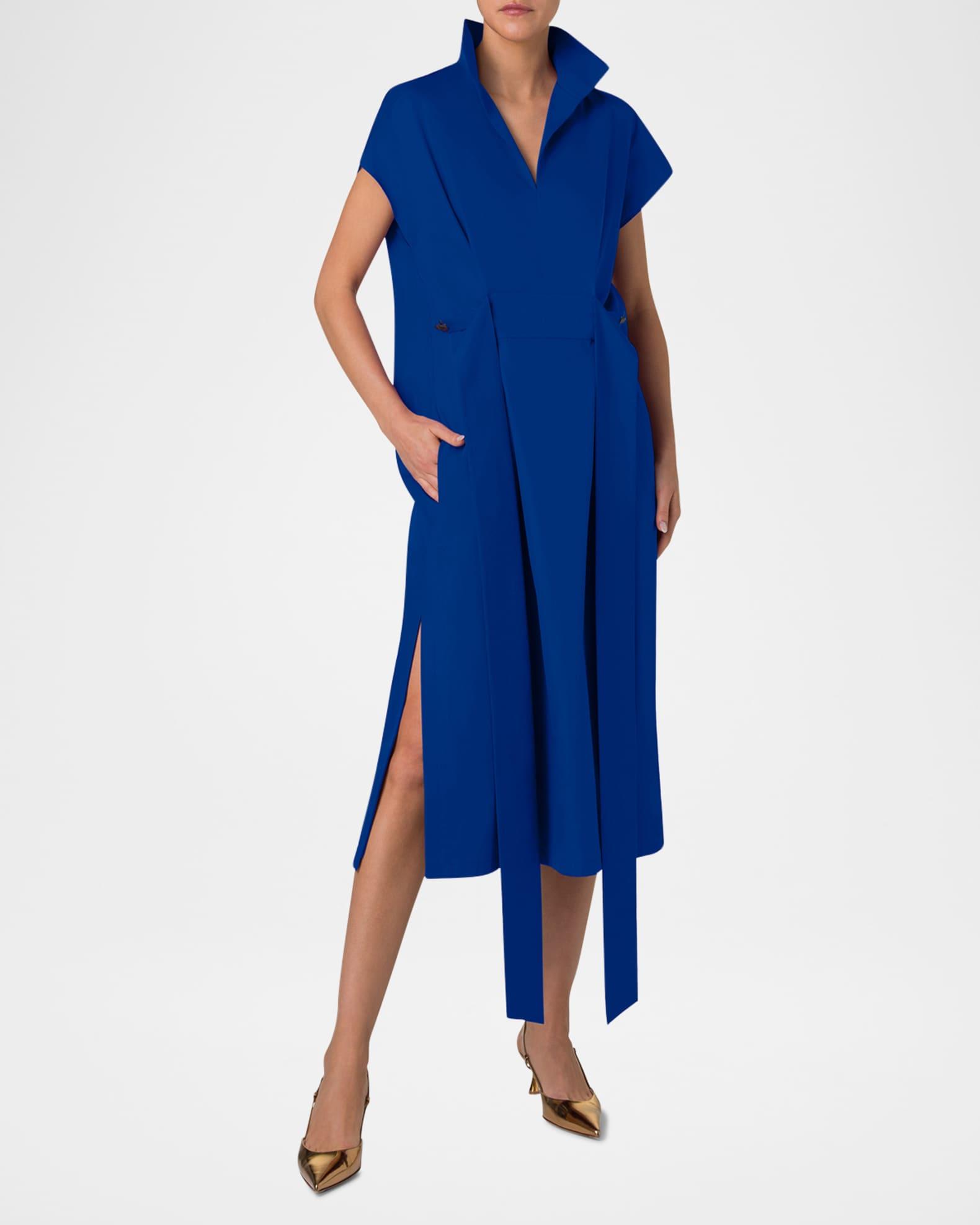 Short-Sleeve Belted Midi Shirtdress Product Image