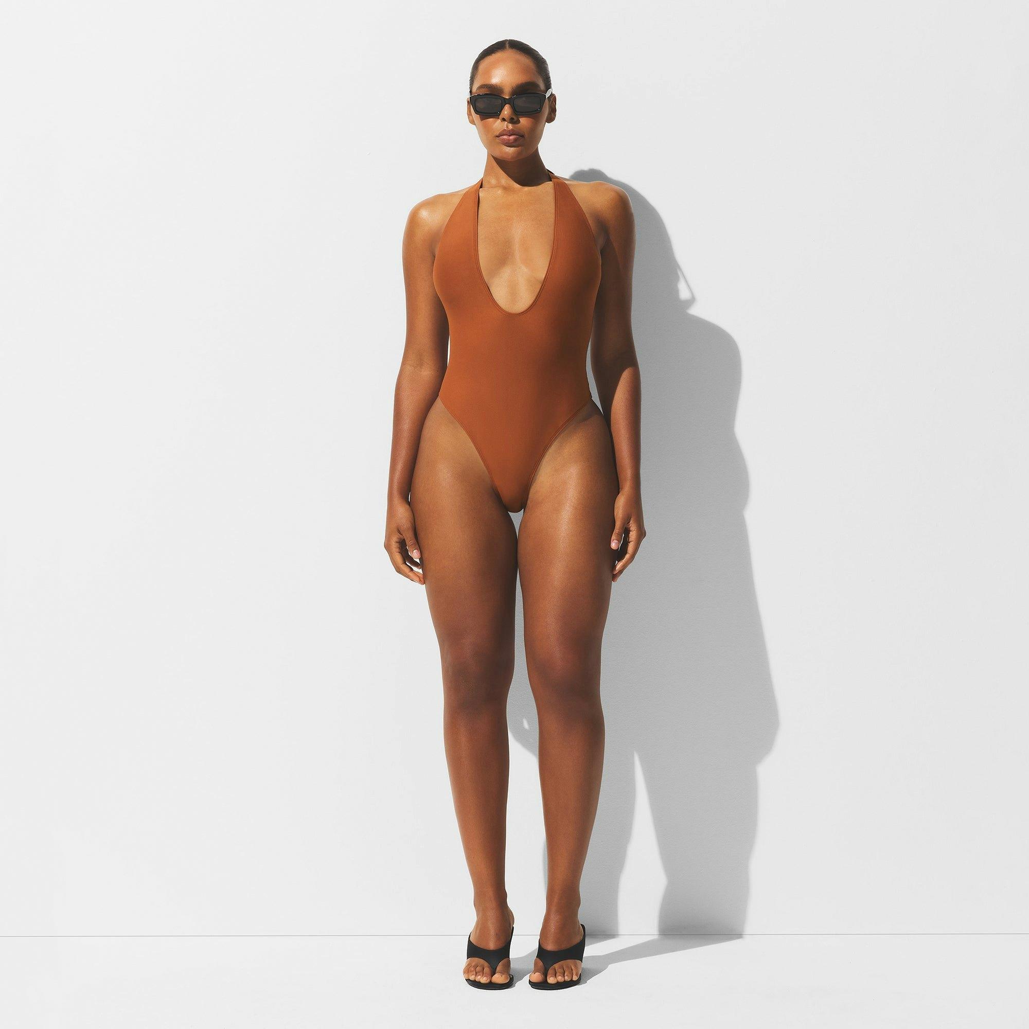 ICONIC SWIM DEEP PLUNGE ONE PIECE | BRONZE Product Image