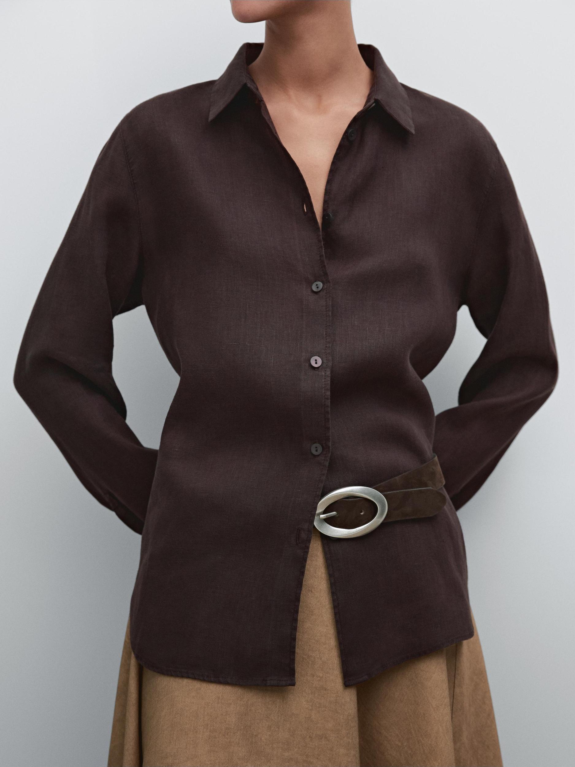 Flowing 100% linen shirt Product Image