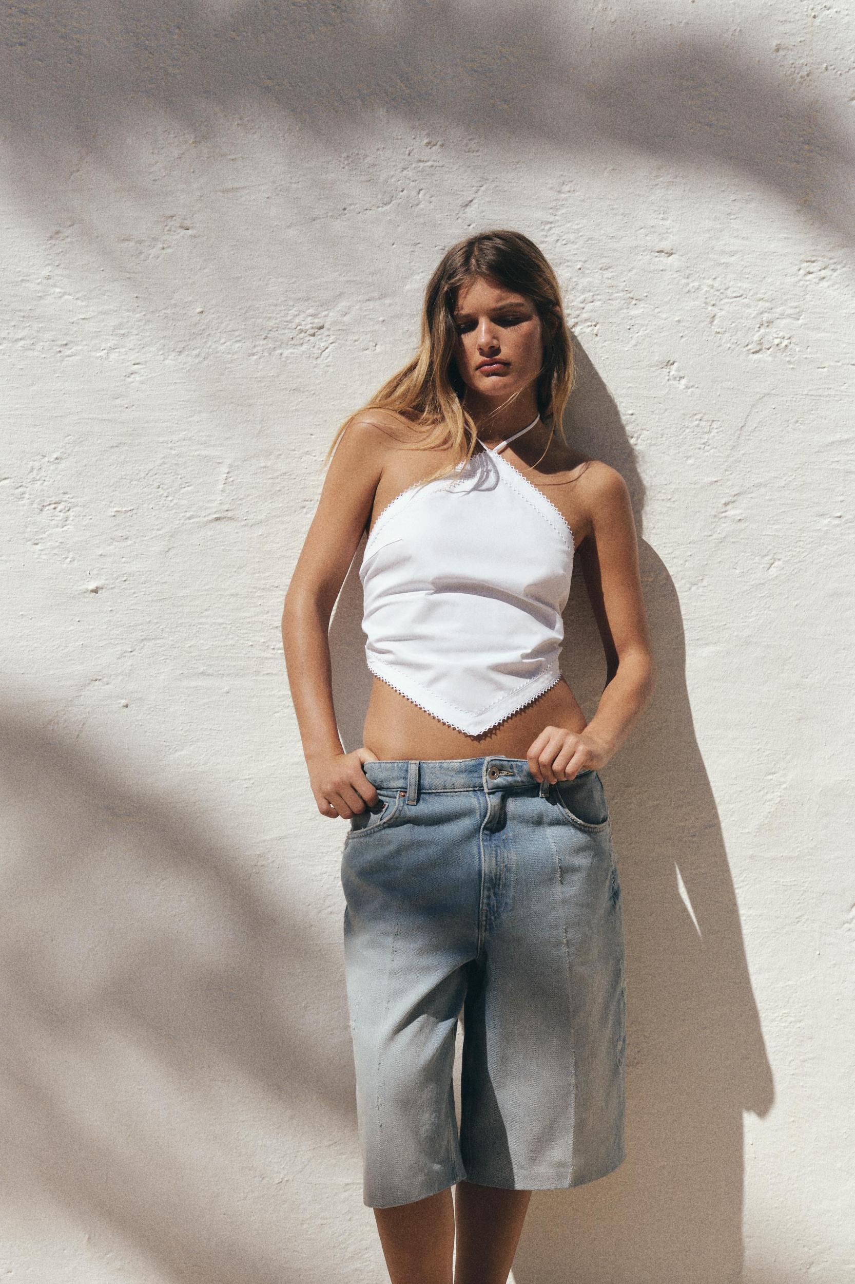 TRF MID-RISE DENIM JORTS Product Image