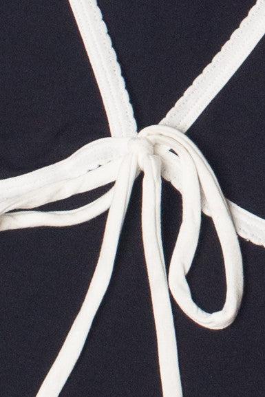 Tie Front Scallop Trim Tank Top Product Image