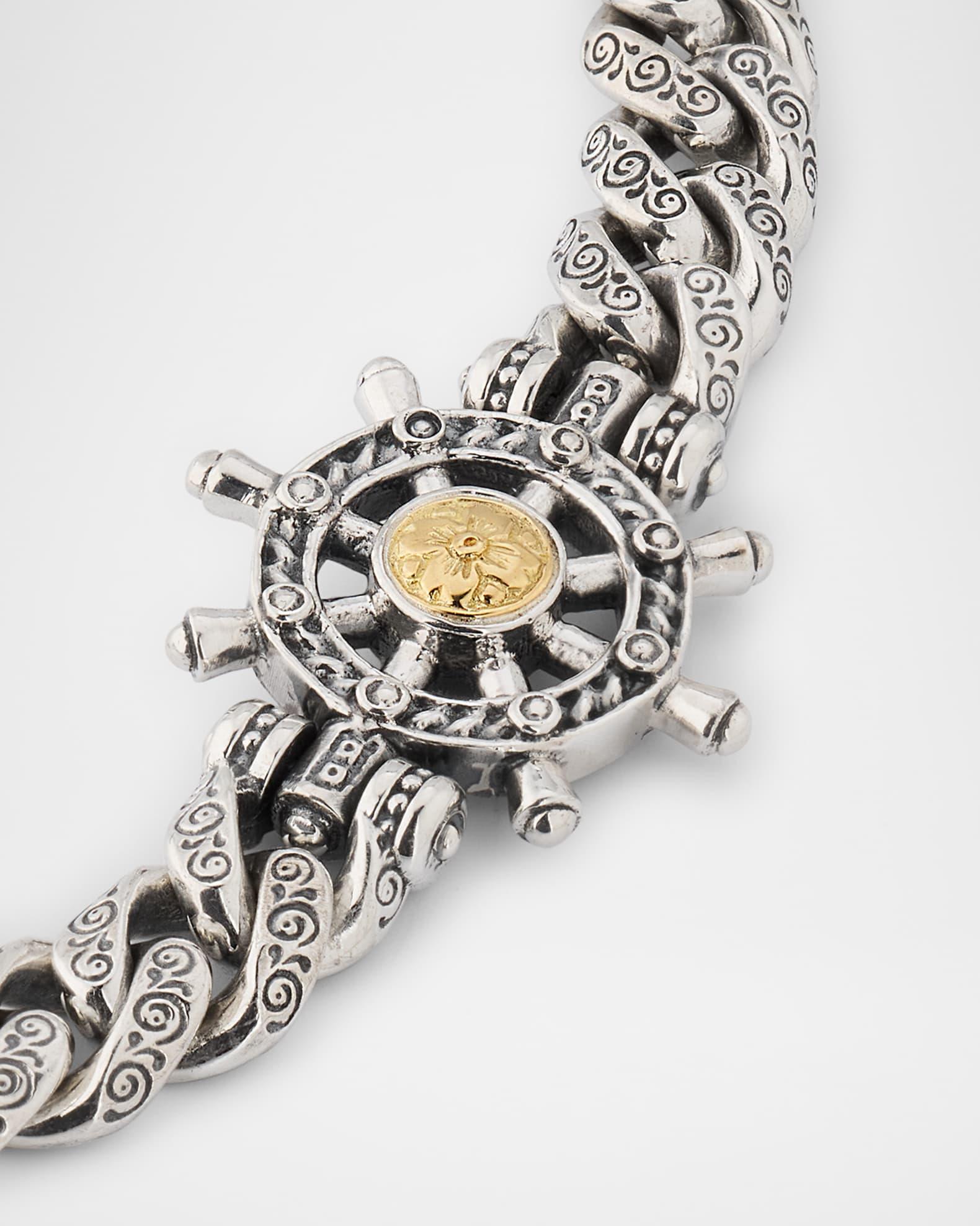 Mens Hydra Sterling Silver and 18K Gold Bracelet Product Image