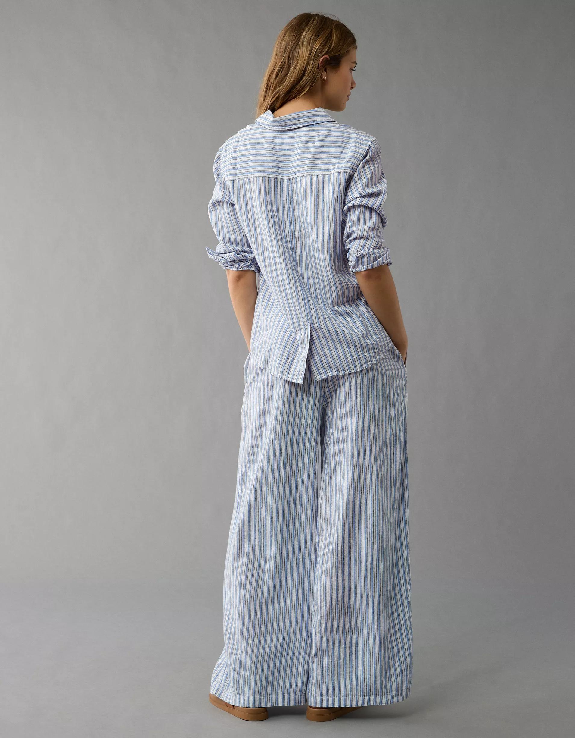 AE Weekend Vibes Linen-Blend Long-Sleeve Button-Up Shirt Product Image