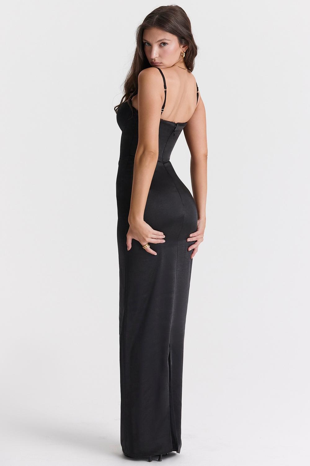 Stefania  black corset maxi dress Product Image