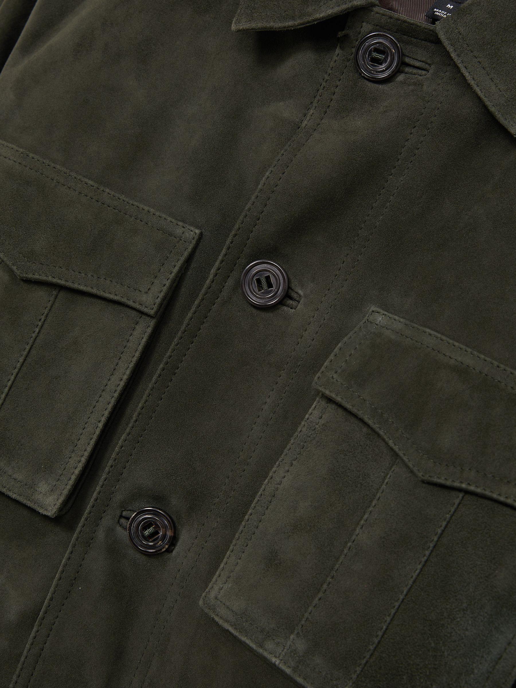 Suede Four Pocket Field Jacket in Dark Forest Green Product Image