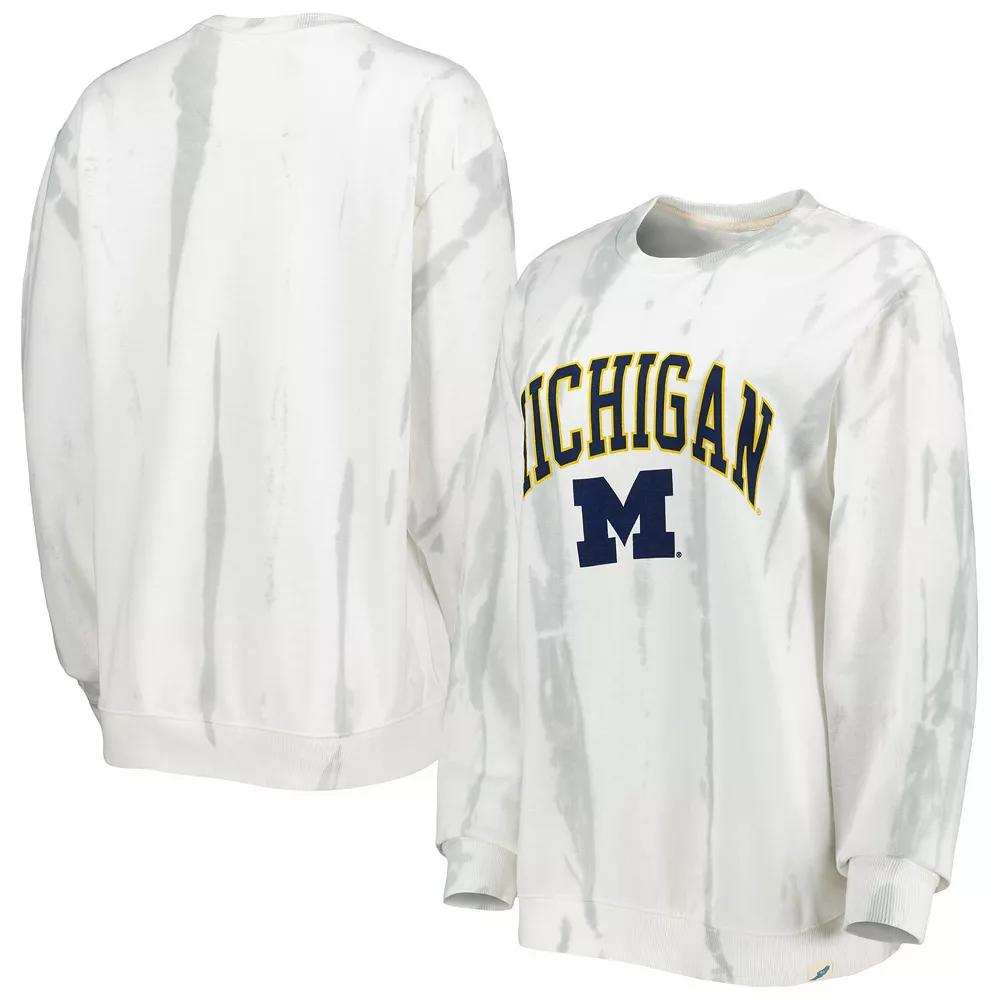 Mens League Collegiate Wear /Silver Michigan Wolverines Classic Arch Dye Terry Pullover Sweatshirt Product Image