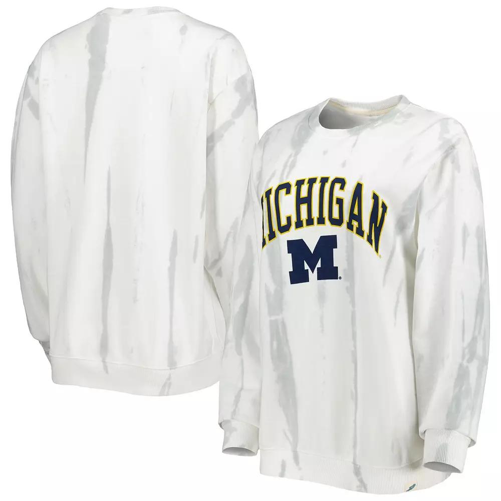 Mens League Collegiate Wear /Silver Michigan Wolverines Classic Arch Dye Terry Pullover Sweatshirt Product Image