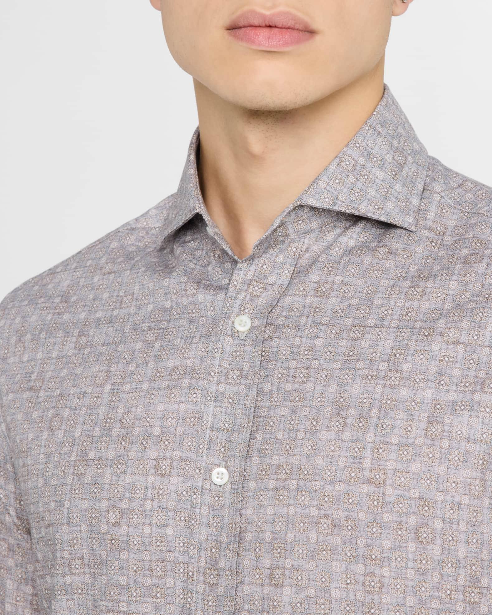 Men's Cotton Floral Casual Button-Down Shirt Product Image