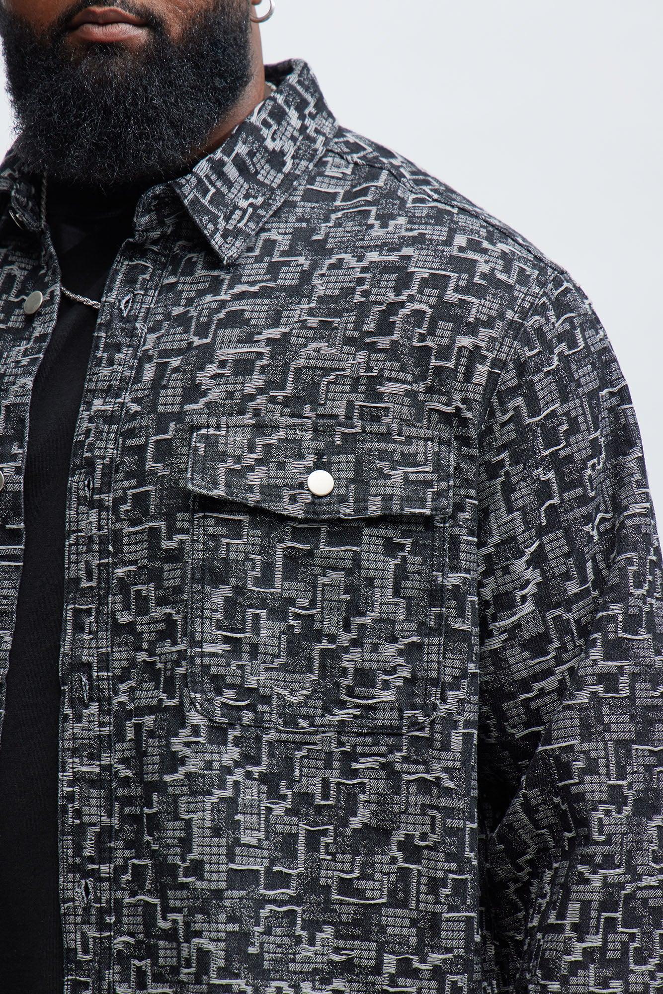 Arrow Jacquard Button Up Shirt - Black Wash Product Image