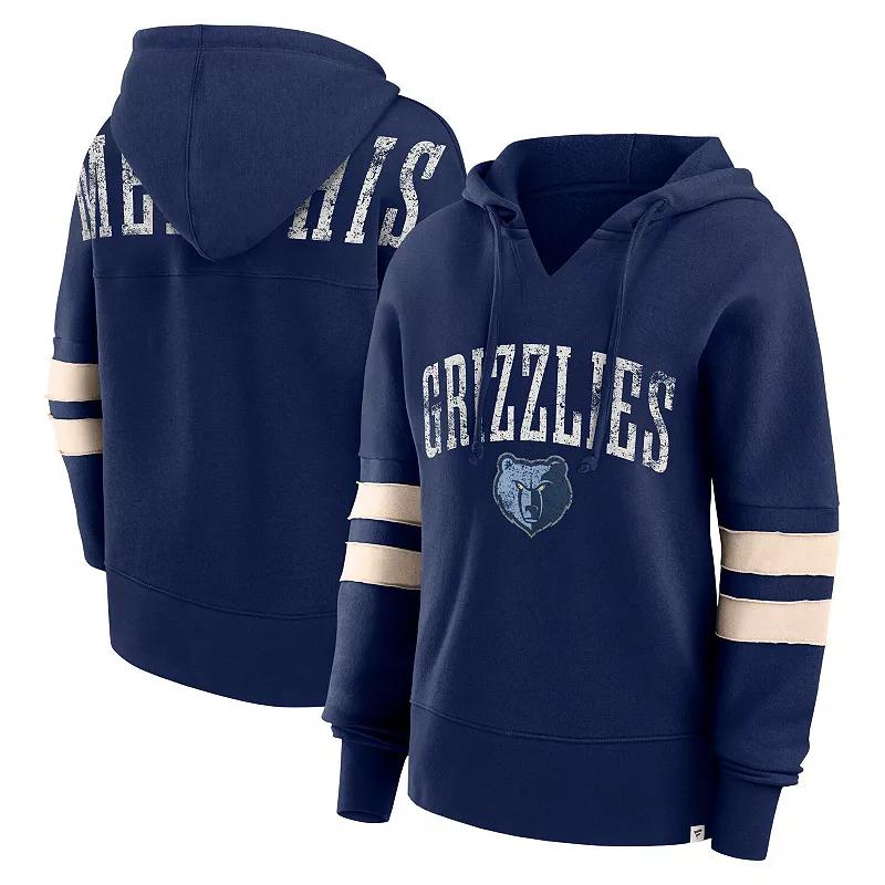 Women's Fanatics Branded Navy Memphis Grizzlies Bold Move Dolman V-Neck Pullover Hoodie,  Product Image