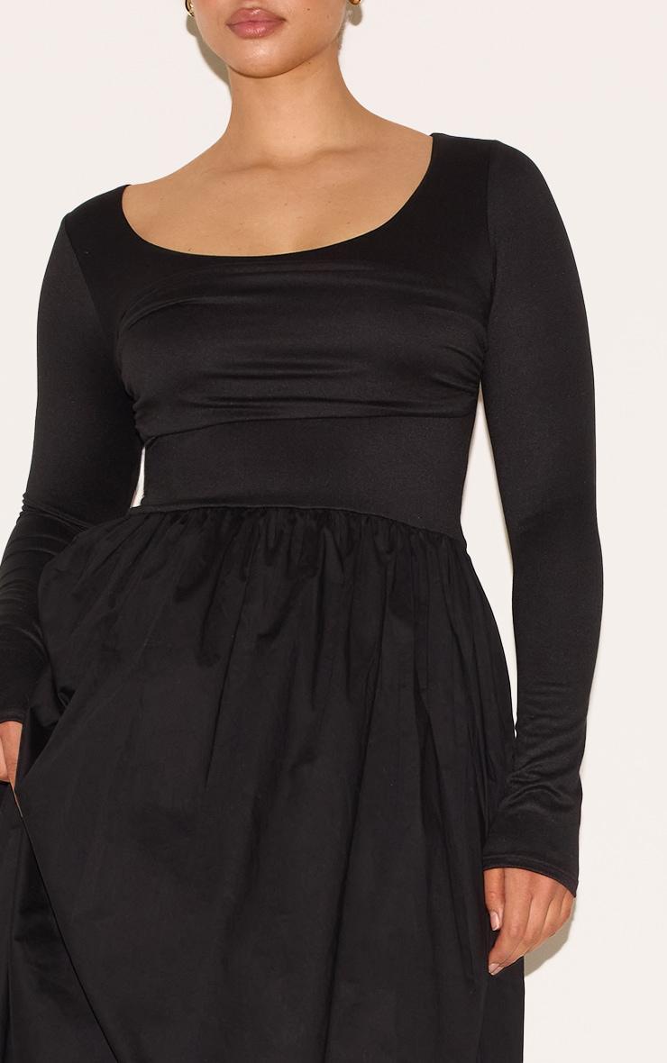 Shape Black Scoop Neck Ruched Bust Maxi Shift Dress Product Image