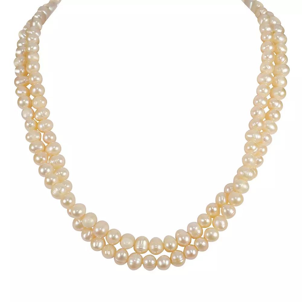 Gemistry Sterling Silver Freshwater Cultured Pearl Double Strand Necklace, Women's,  Product Image