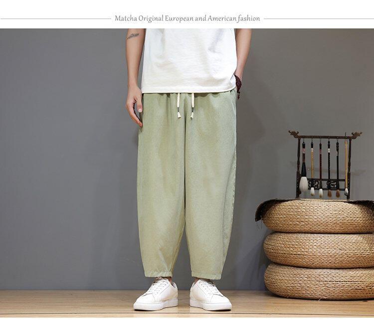 Drawstring Waist Plain Capri Straight Leg Pants Product Image