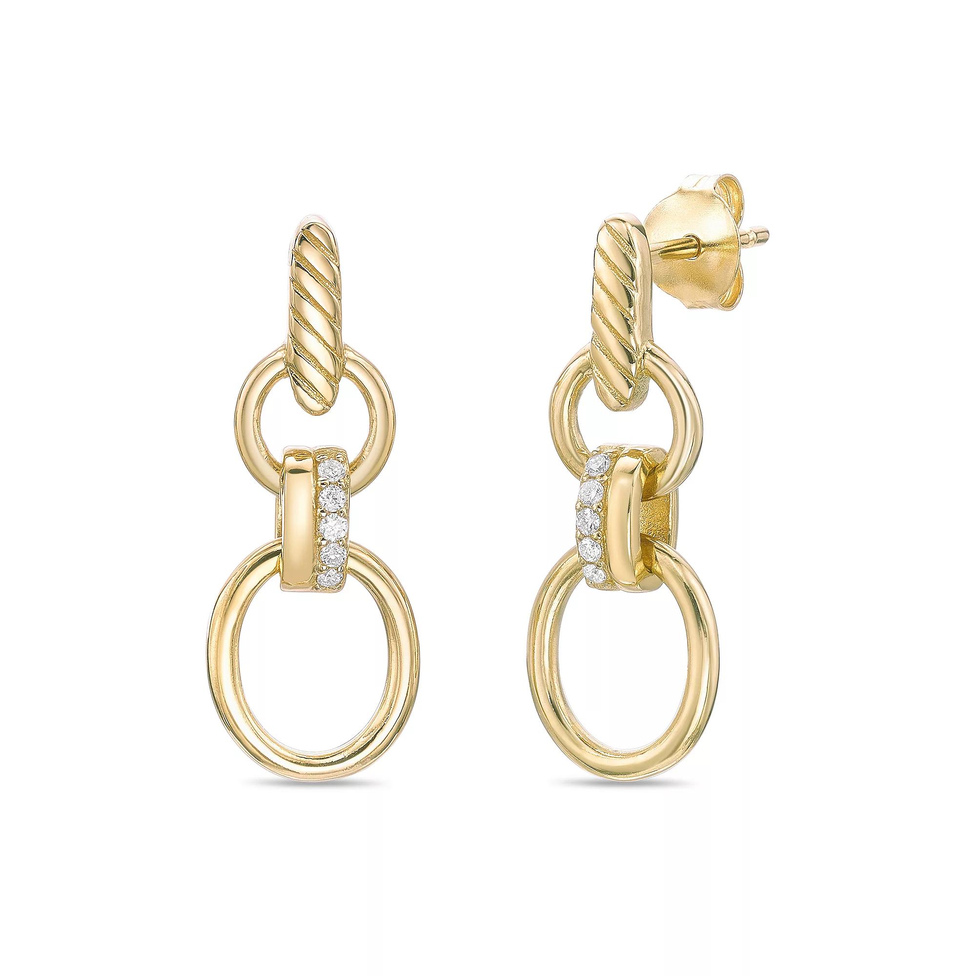 Gemminded 18k Gold Over Silver Lab-Created Diamond Accent Tiered Circle Post Drop Earrings, Women's, Gold Tone Product Image