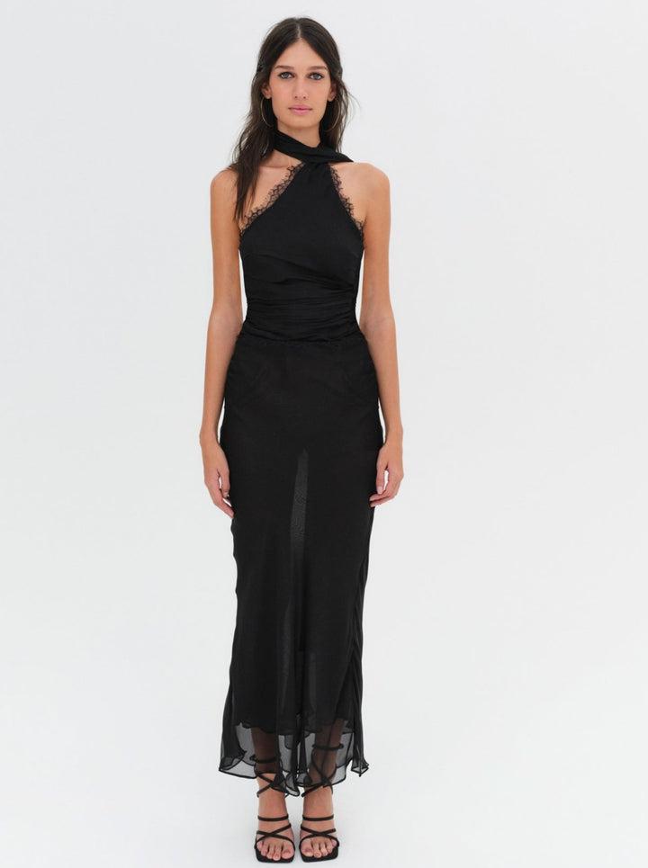 Angela Chiffon Maxi Dress — Black Product Image