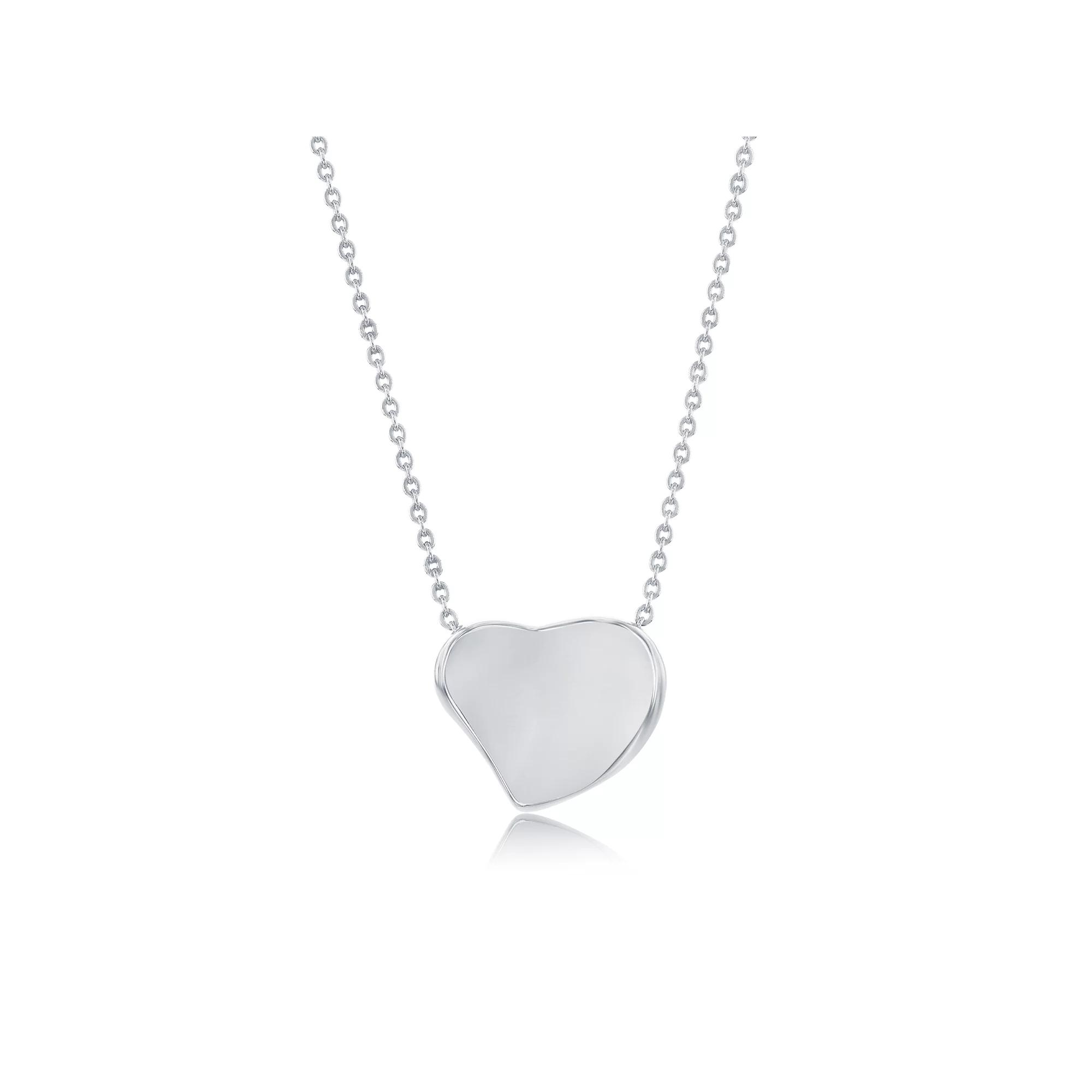 Argento Bella Sterling Silver Polished Heart Necklace, Women's, Size: 16-18" ADJ Product Image
