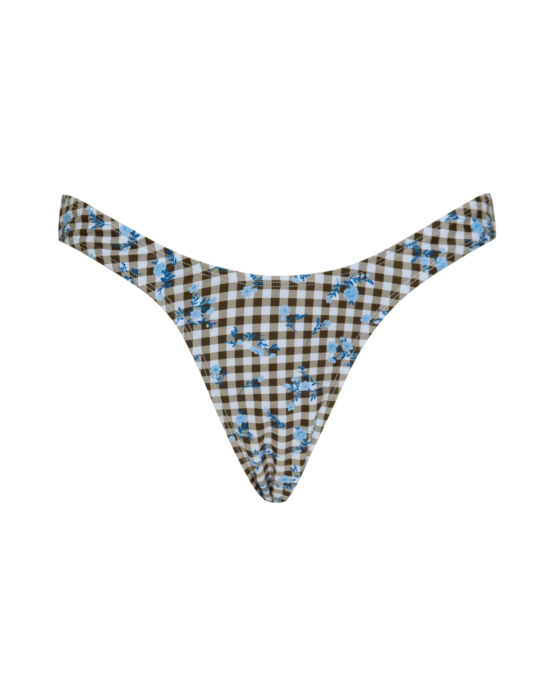 Farida Bikini Bottom in Floral Gingham Brown Female Product Image