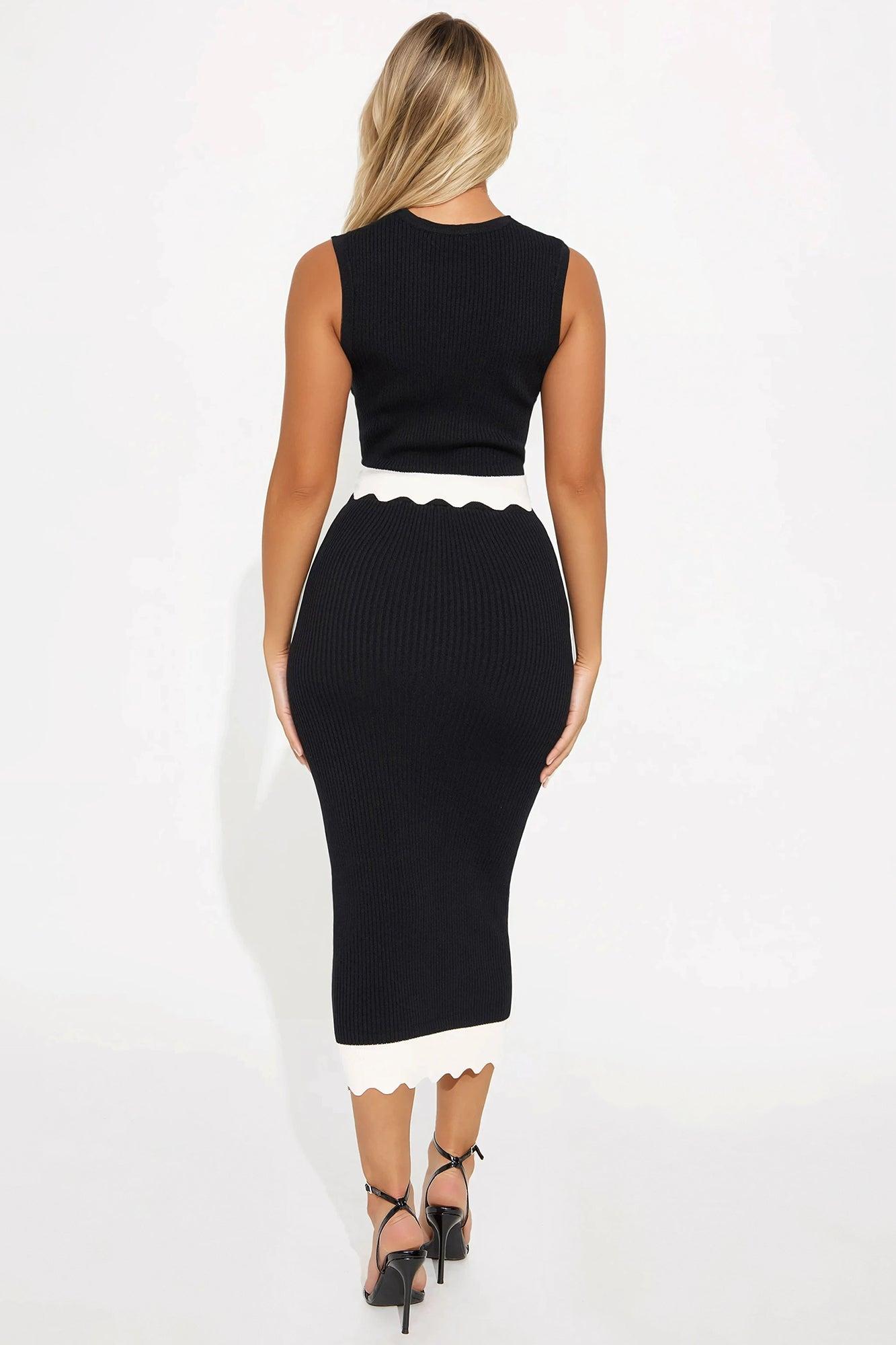 Melissa Sweater Maxi Skirt Set - Black Product Image