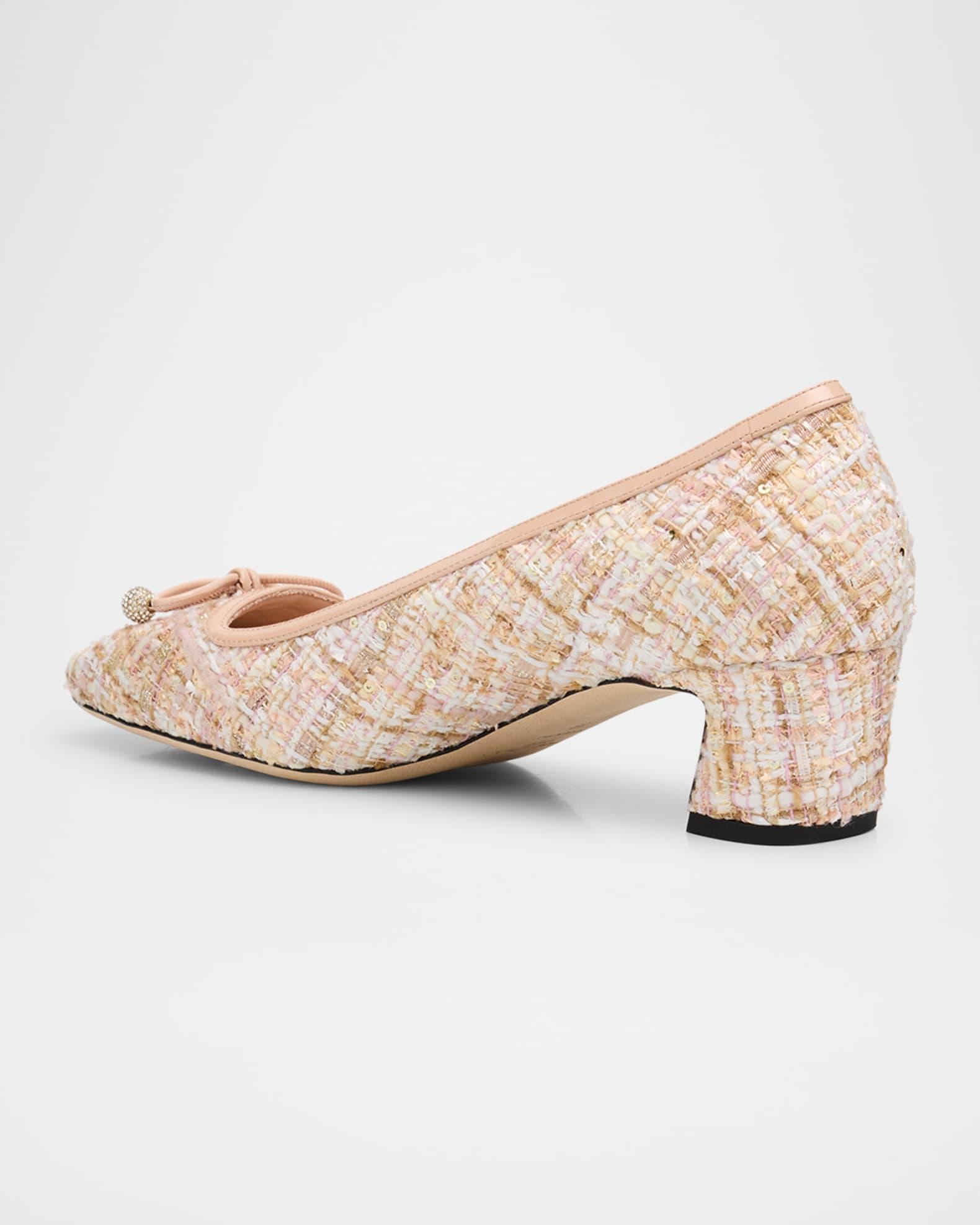 Elme Metallic Tweed Bow Ballerina Pumps Product Image