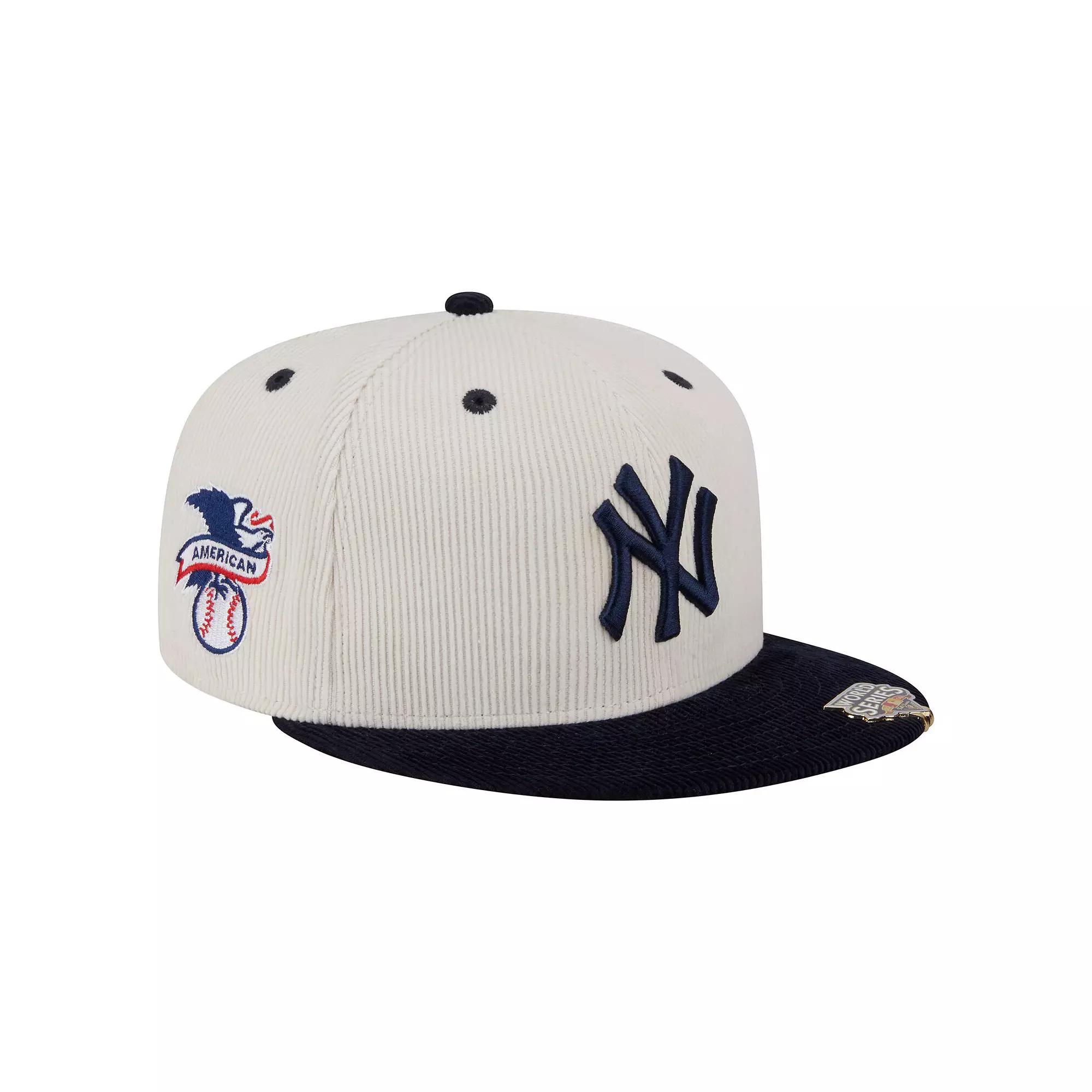 Men's New Era Cream/Navy New York Yankees Two-Tone Corduroy 59FIFTY Fitted Hat,  Product Image