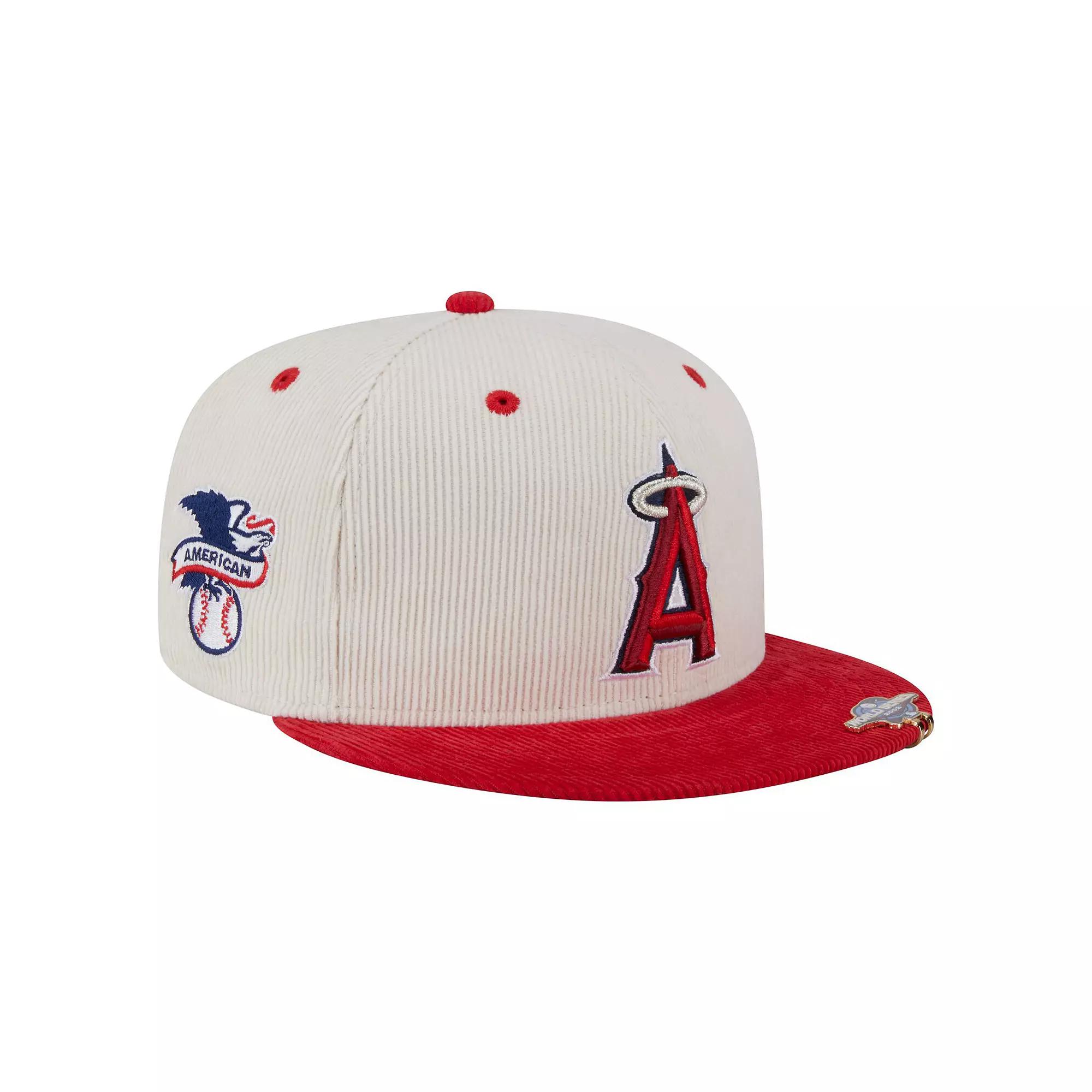 Men's New Era Cream/Red Los Angeles Angels Two-Tone Corduroy 59FIFTY Fitted Hat,  Product Image
