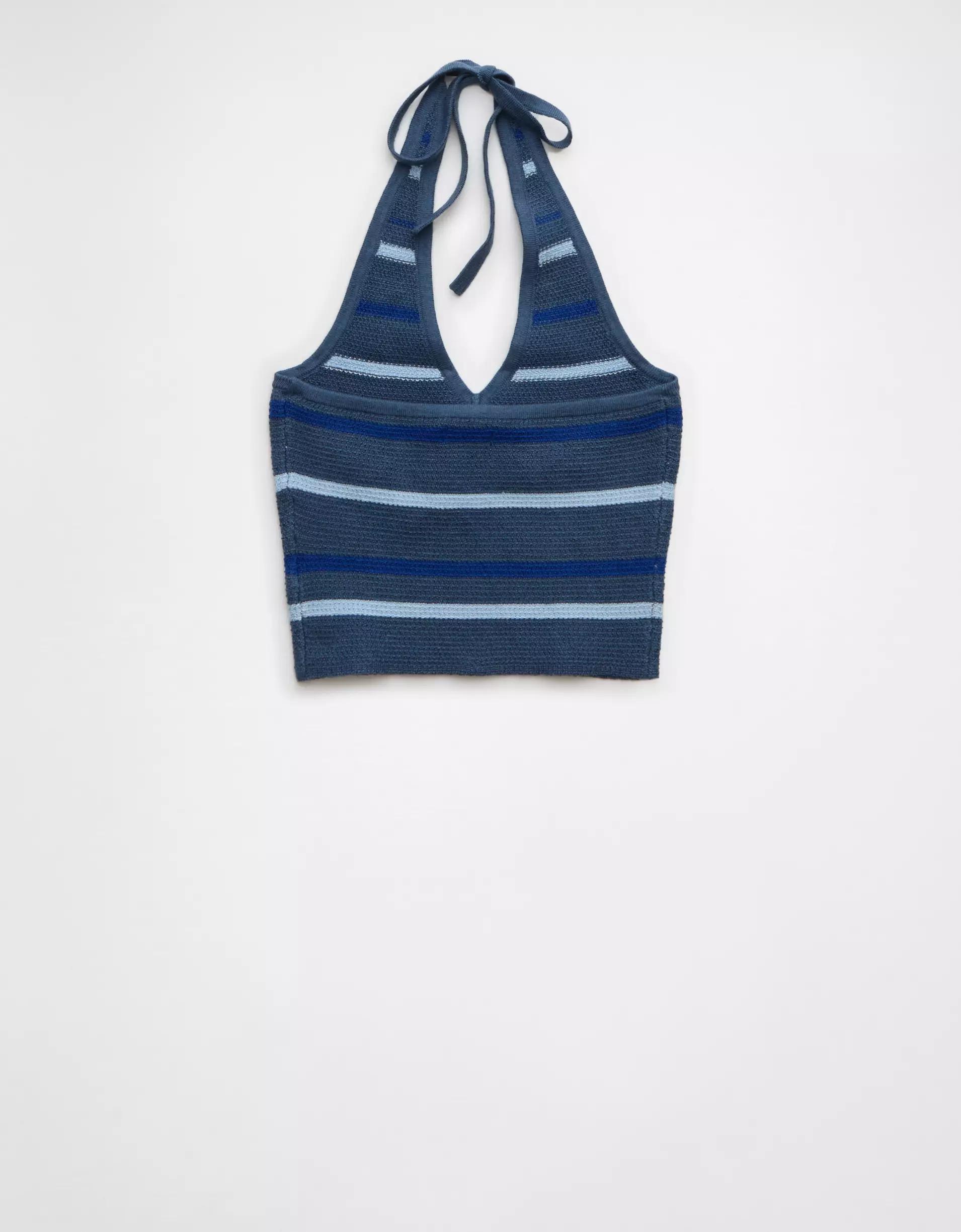 AE Cropped Striped Sweater Halter Top Product Image