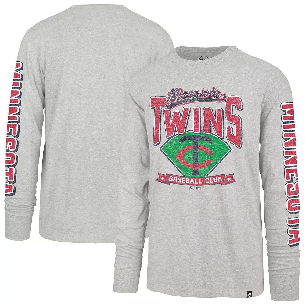 Men's '47 Gray Minnesota Twins Fair Ball Franklin Long Sleeve T-Shirt, Size: 2XL, Grey Product Image