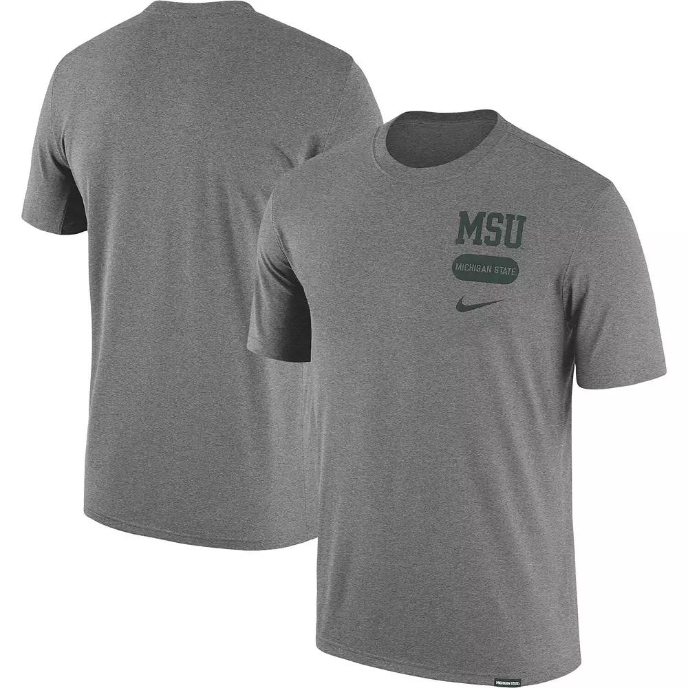 Men's Nike Heather Gray Michigan State Spartans Campus Letterman Tri-Blend T-Shirt,  Product Image
