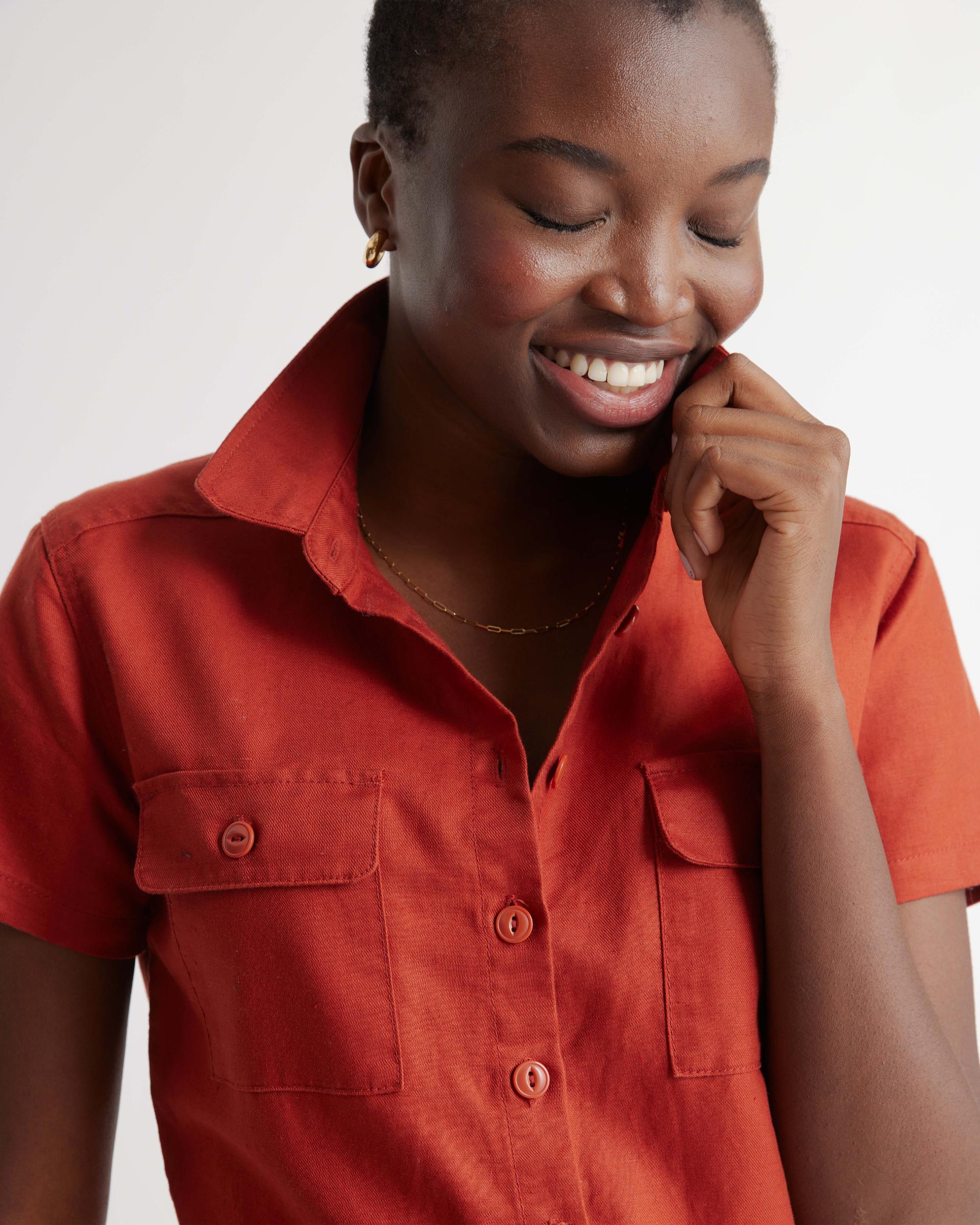 Quince | Women's Cotton Linen Twill Short Sleeve Coverall Jumpsuit Size XS Product Image