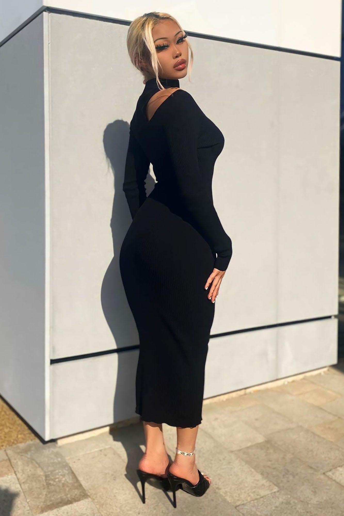 Making The Cut Maxi Sweater Dress - Black Product Image