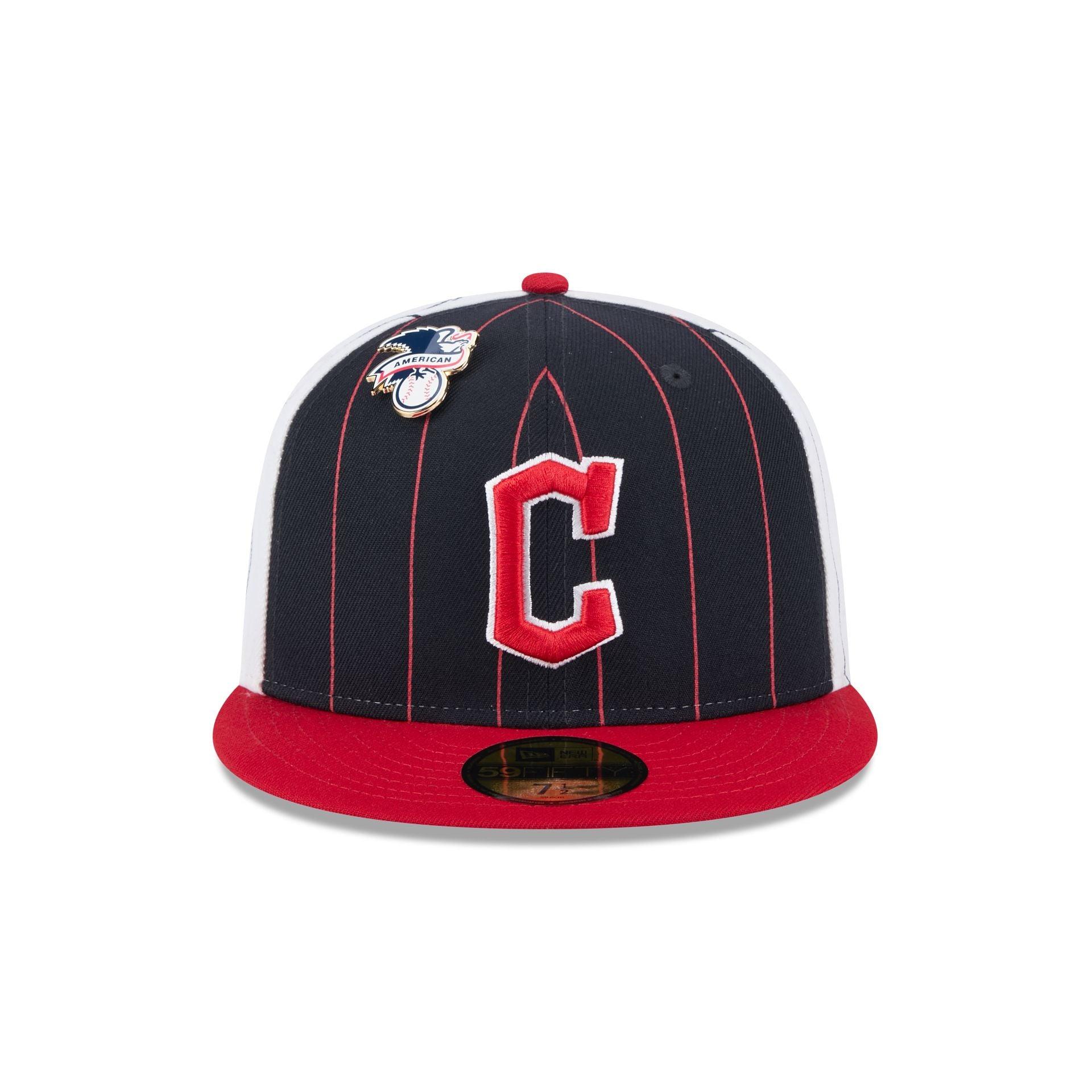 Cleveland Guardians Pinstripe League Pin 59FIFTY Fitted Hat Male Product Image