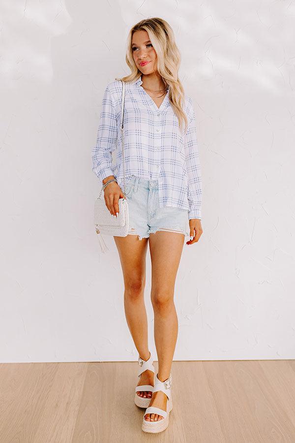 True Intention Button Up Top In Blue Product Image