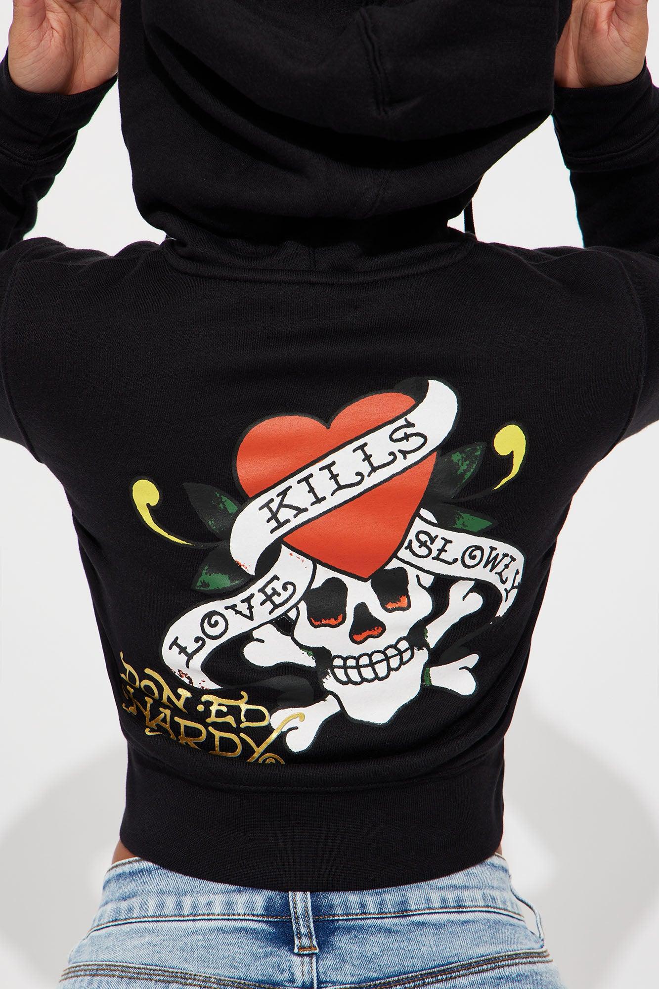 Love Kills Ed Hardy Zip Front Hoodie - Black Product Image