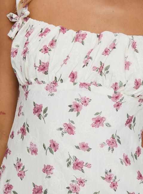 Hughie Mini Dress White / Red Floral Product Image