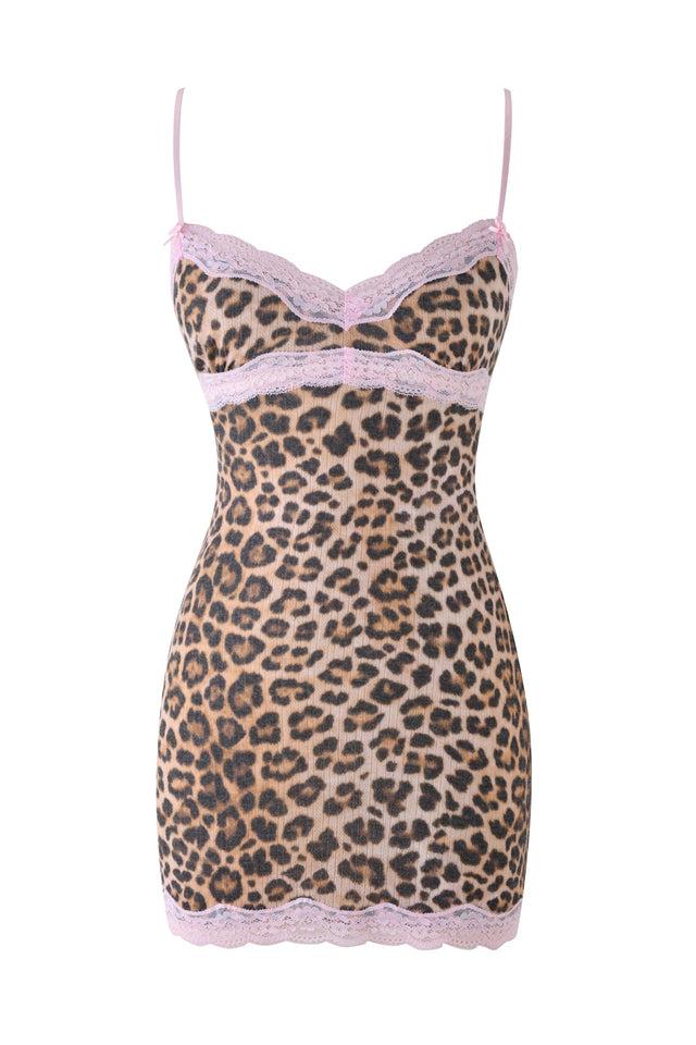 CASSIA SLIP DRESS - BEIGE : LEOPARD Product Image