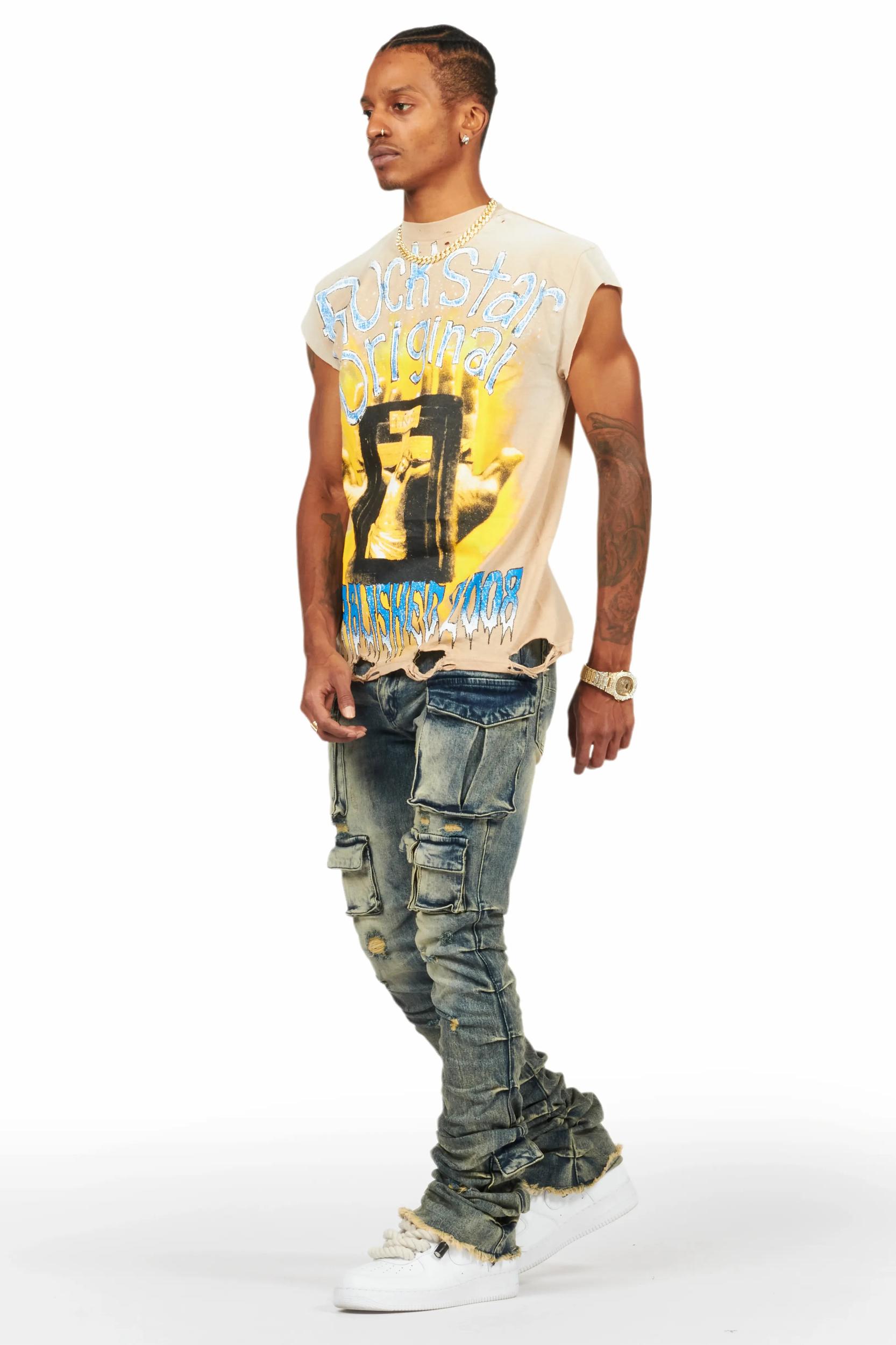 Gentry Tint Blue Stacked Flare Jean Male Product Image