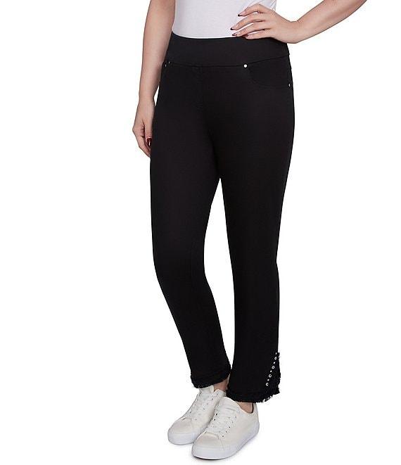 Ruby Rd. Straight Leg Embellished Fringe Hem Pull-On Pants Product Image