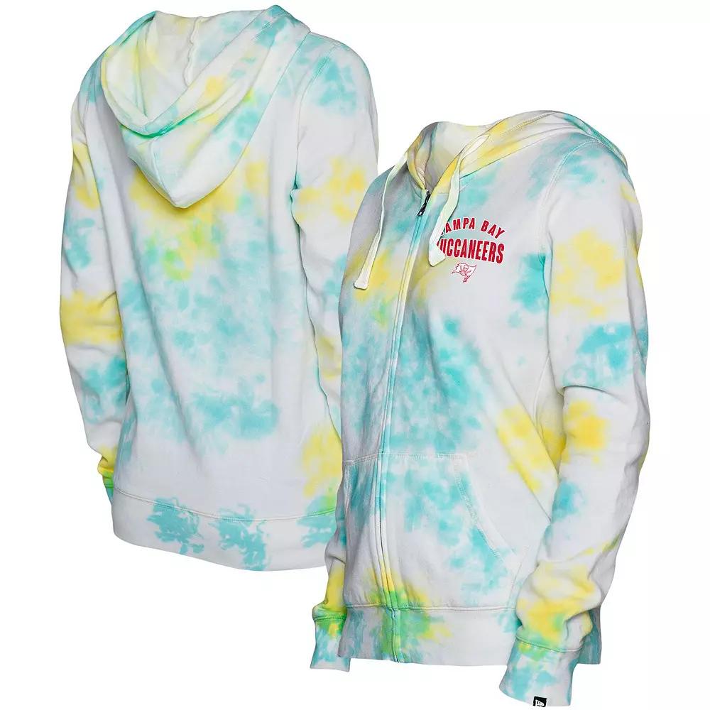 Women's New Era White Tampa Bay Buccaneers Ice-Dye Full-Zip Hoodie,  Product Image