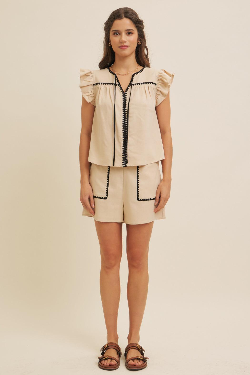 Flutter Slv Stitch Det Top Product Image