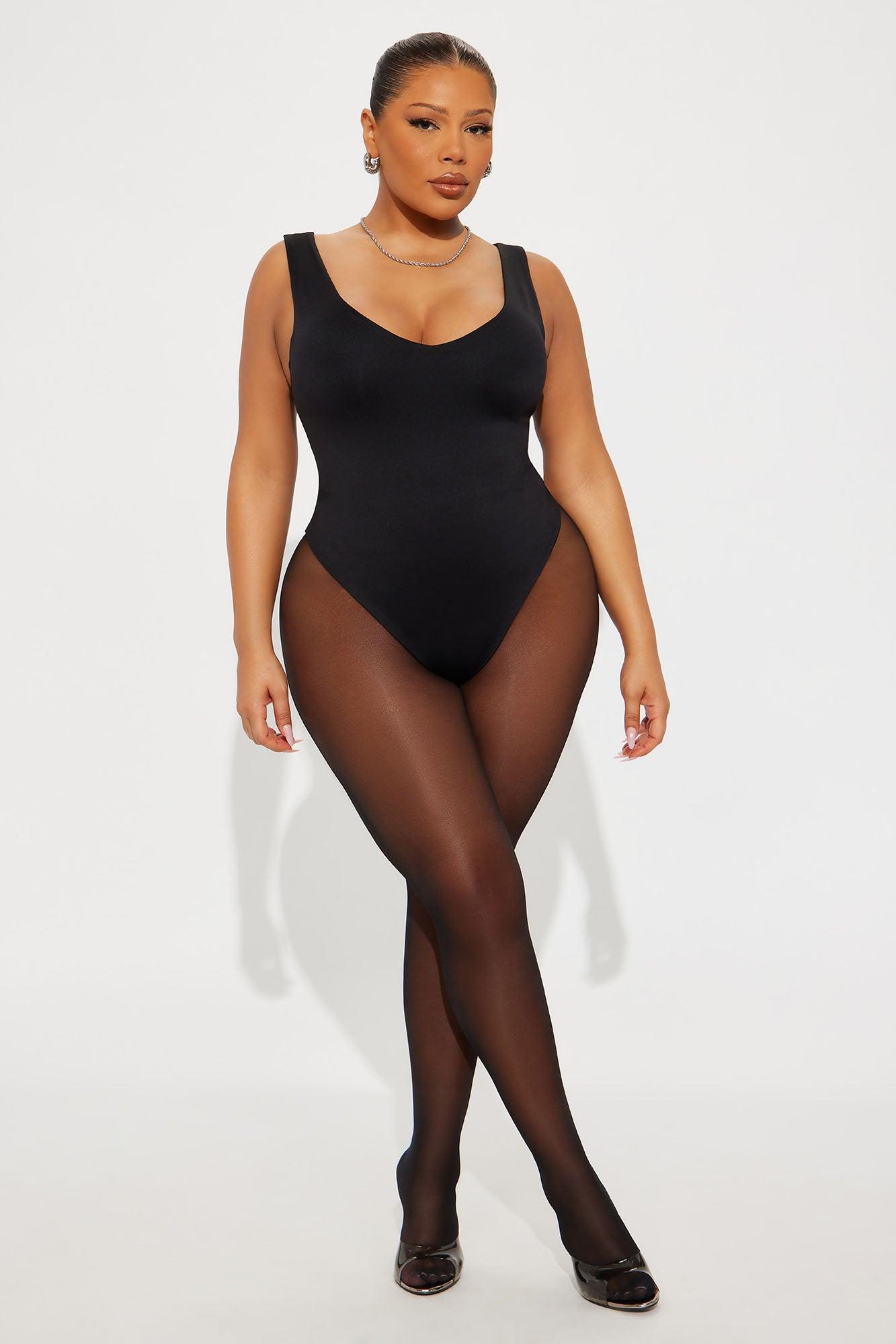 Contour Double Lined V-Neck Bodysuit - Black Female Product Image