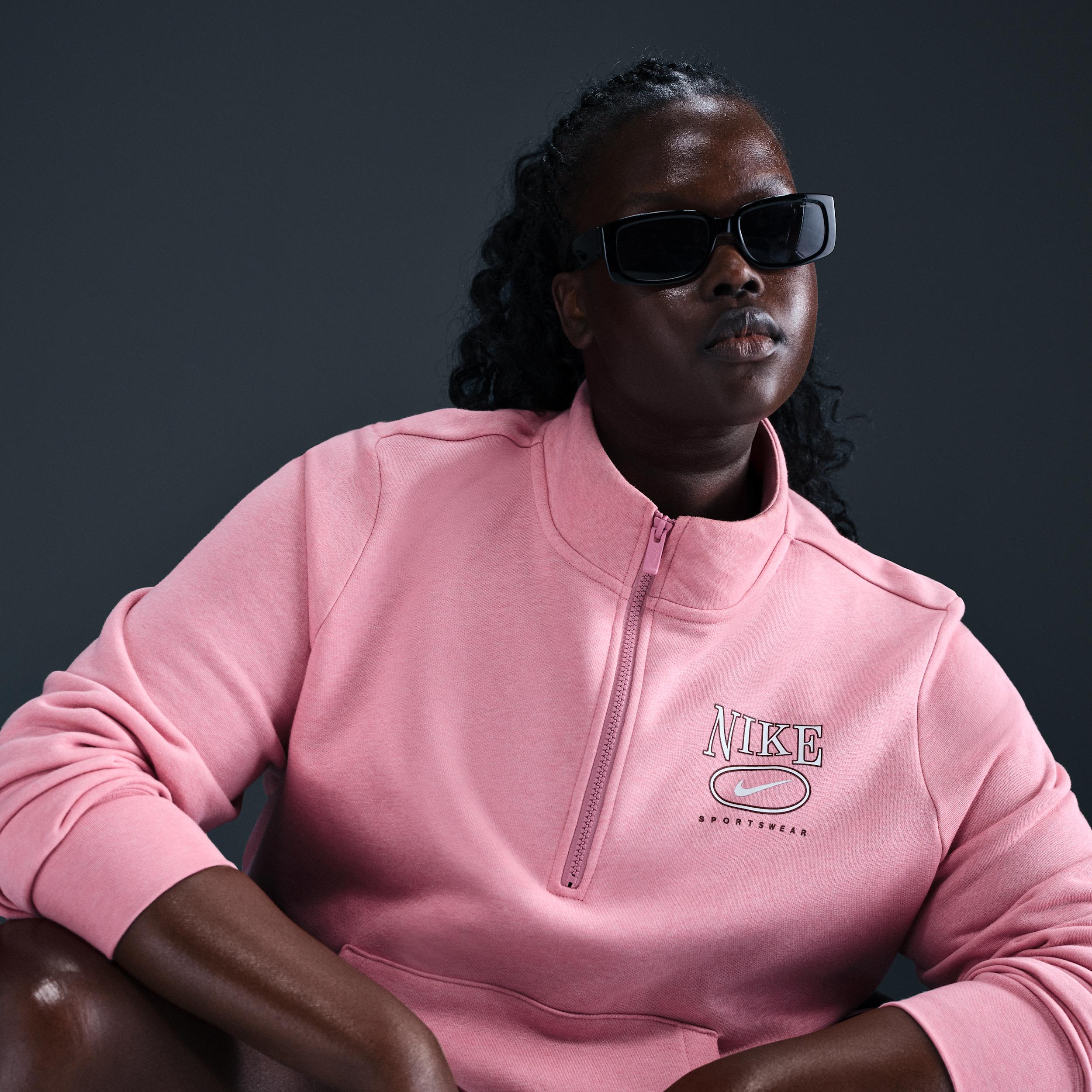 Nike Sportswear Club Fleece Women's Mock-Neck 1/2-Zip Graphic Top (Plus Size) Product Image