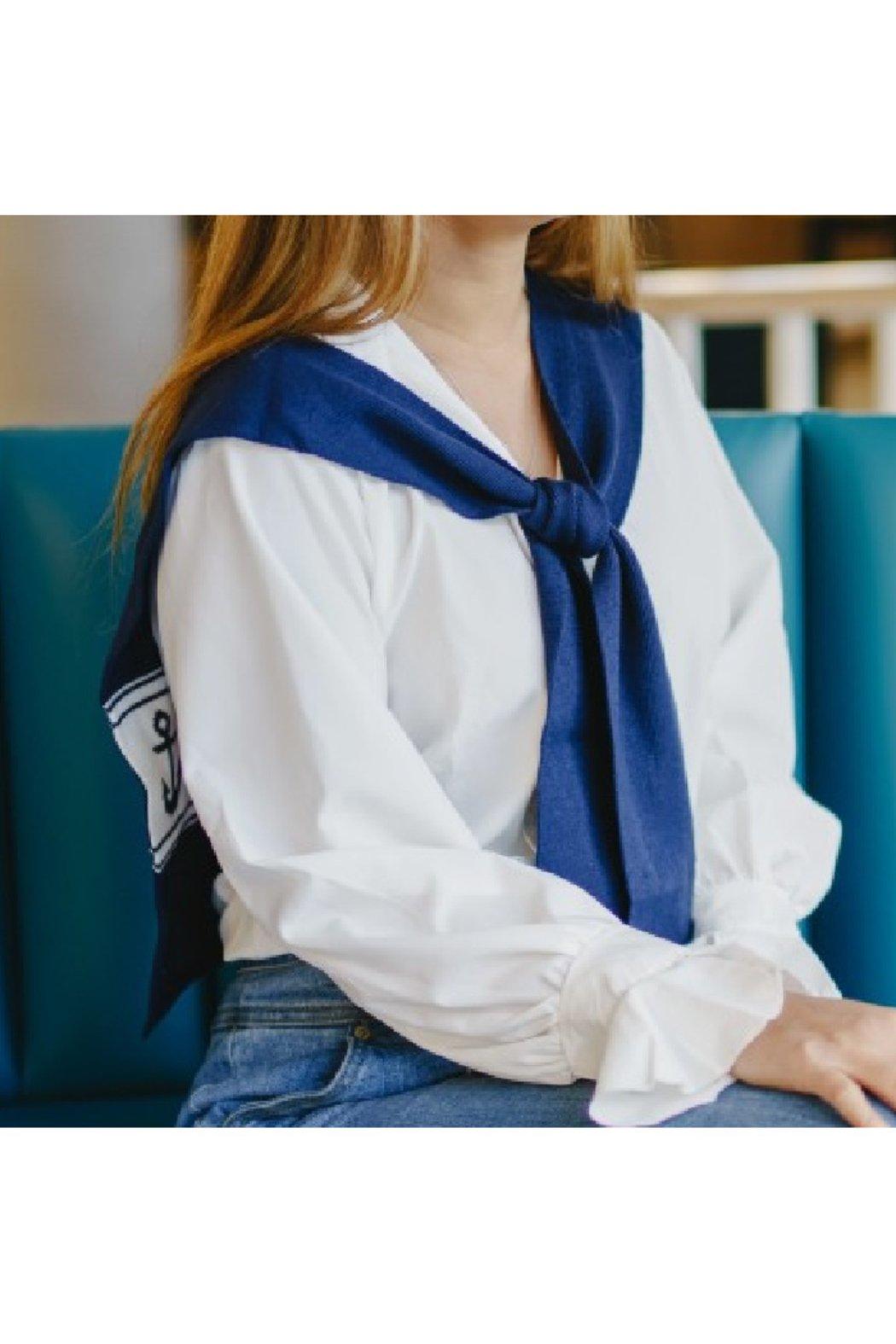 Navy Anchors Sweater Scarf Product Image