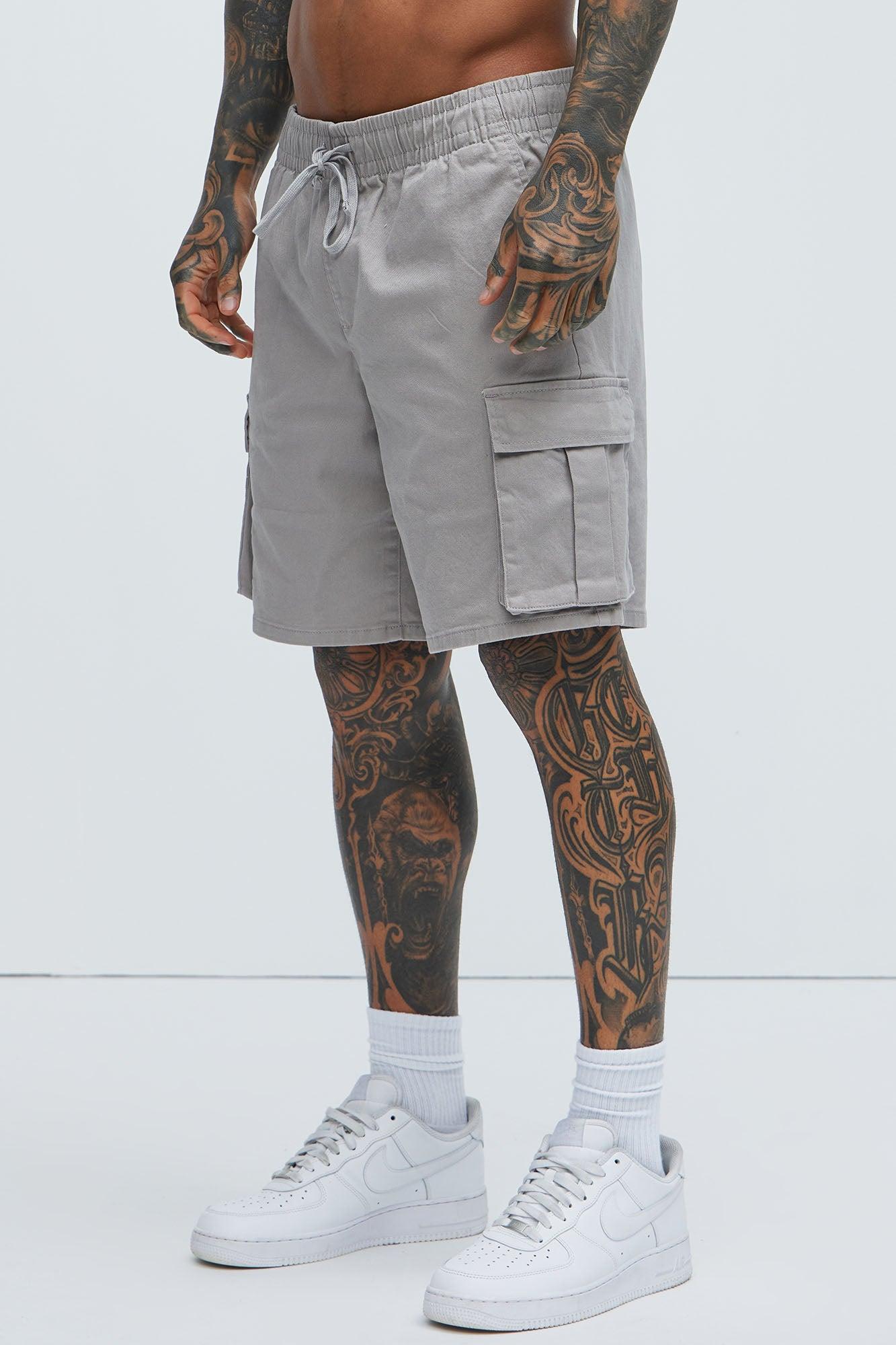 Twill Volley Cargo Shorts - Grey Product Image