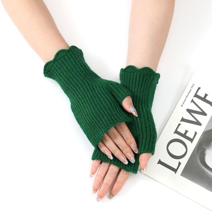 Ribbed Knit Fingerless Gloves Product Image
