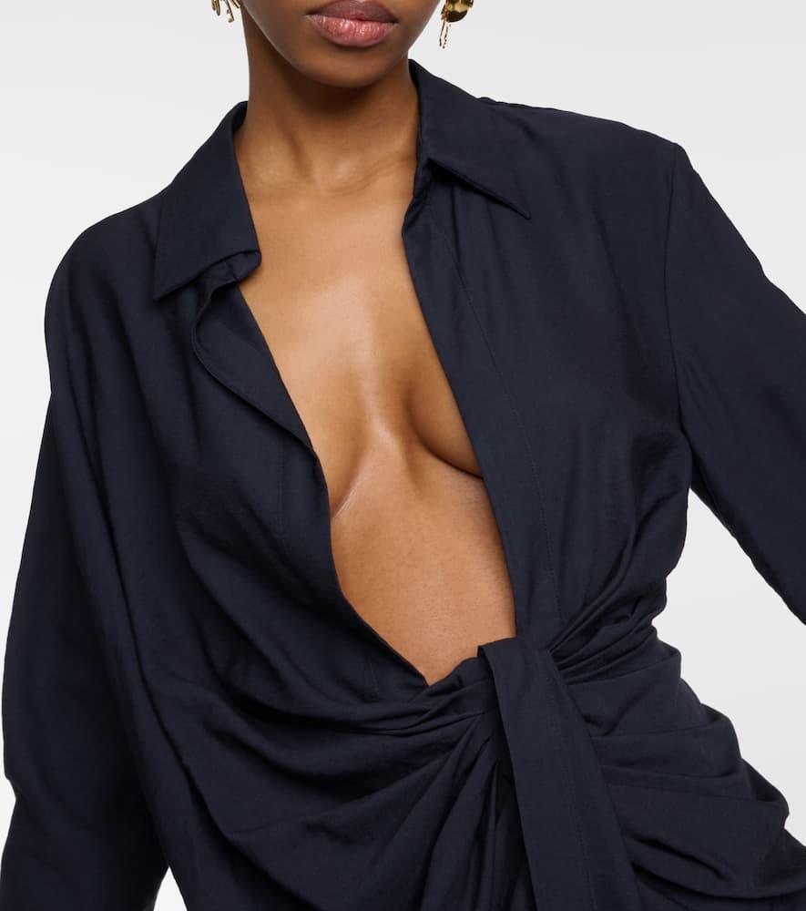 JACQUEMUS La Robe Bahia Viscose Jersey Mini Dress In Black Product Image