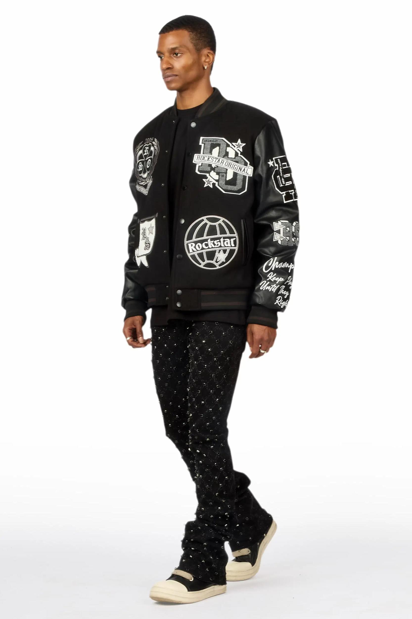 Glit Black Rhinestone Stacked Flare Jean Male Product Image