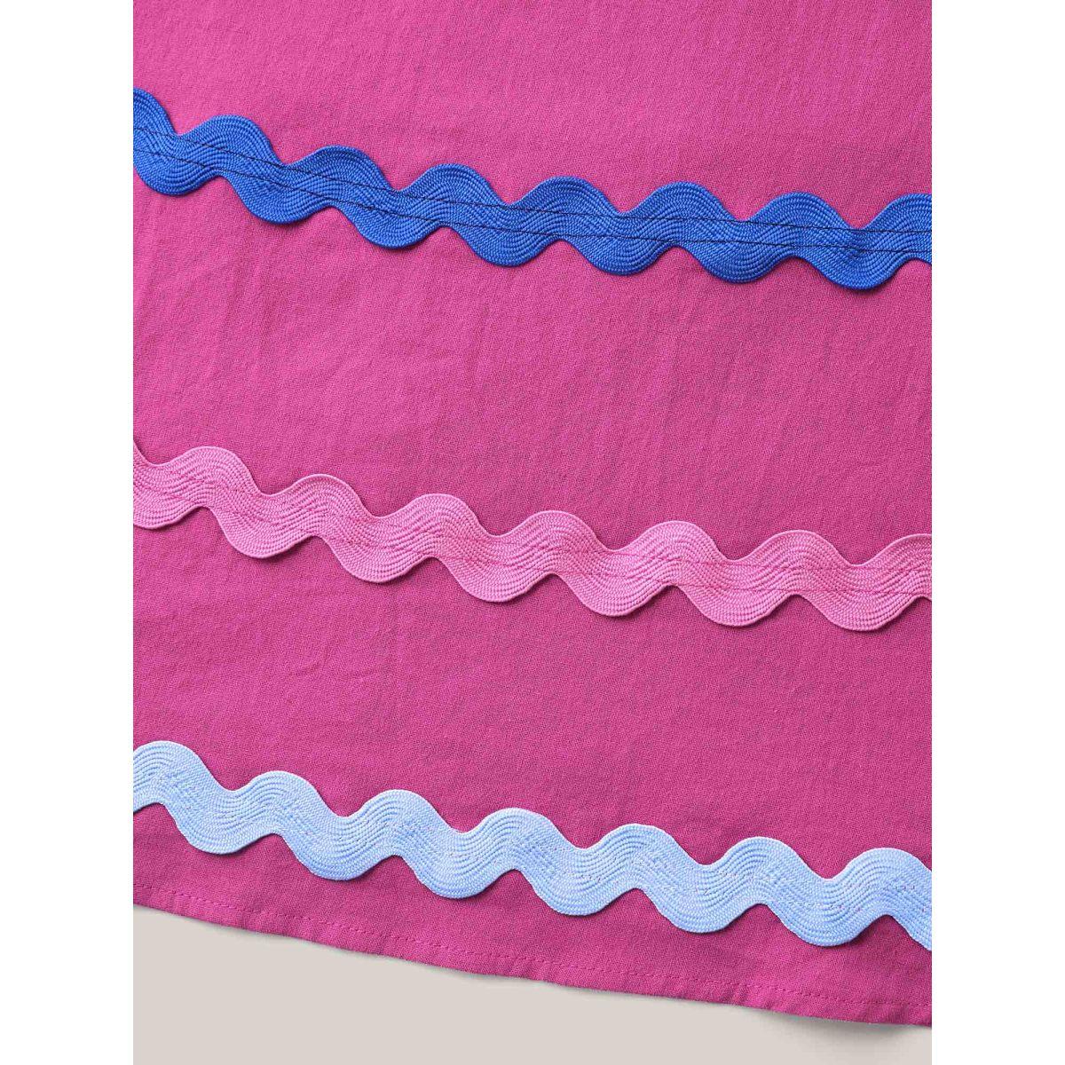 Plus Size Pure Cotton Stretchy Waist Ribbon Midi Dress RedViolet Women V-neck Short sleeve Curvy BloomChic 14-16/1X Product Image