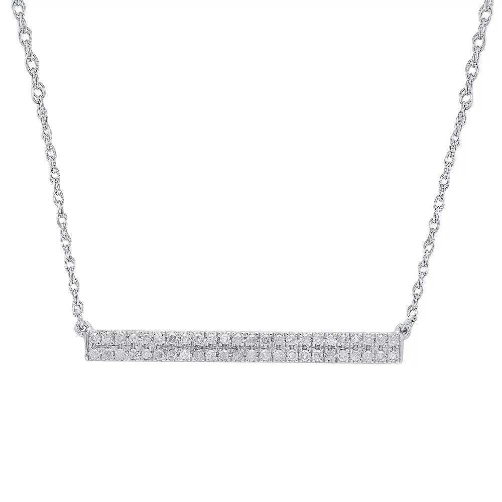 10k White Gold 1/4 Carat T.W. Diamond Bar Necklace, Women's, Size: 18" Product Image